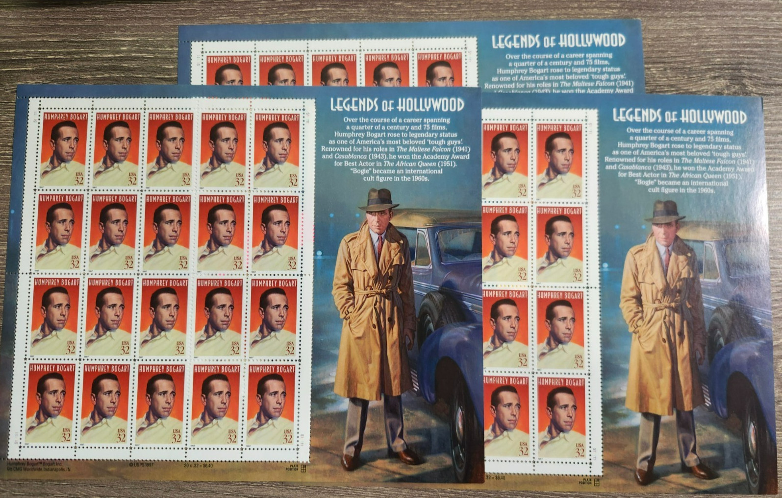 1997 US HUMPHREY BOGART COMMEMORATIVE 32 CENT STAMP SHEET MNH SCOTT#3152