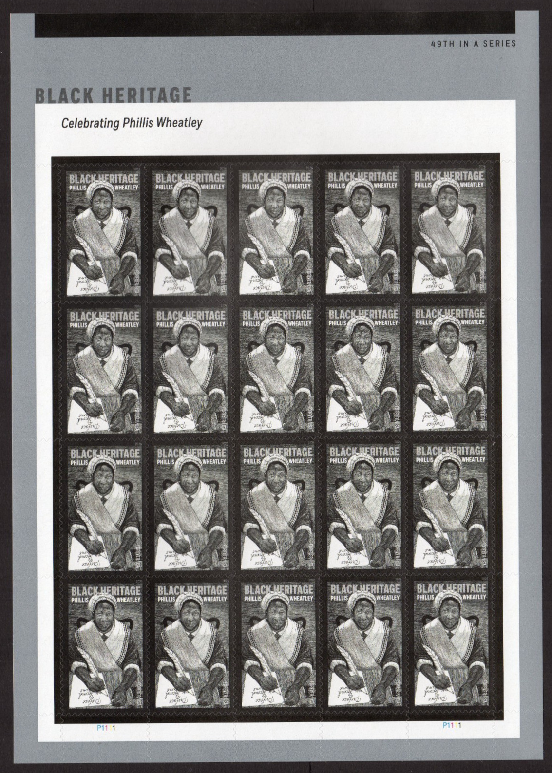 USPS Phillis Wheatley Sheet of 20 Forever Stamps – MNH (6053) 2026