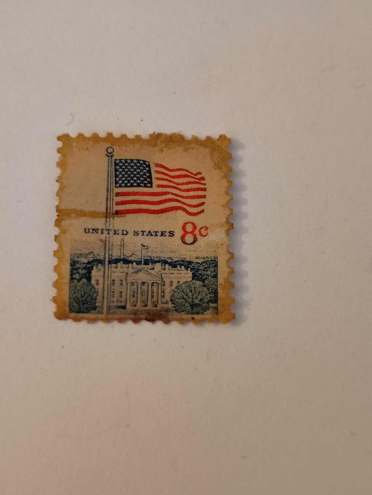 Vintage 8 Cents Postage Stamp US American Flag