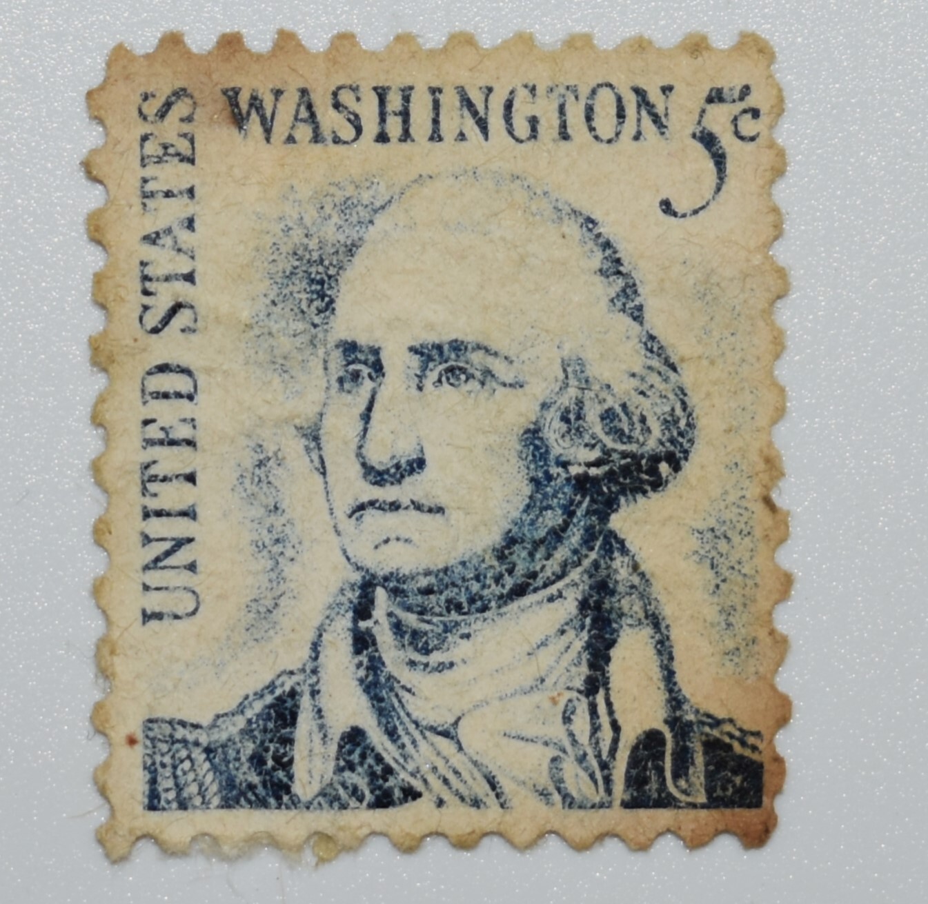 1967 US 5 Cent George Washington Stamp Blue Rare Vintage Misprint Used