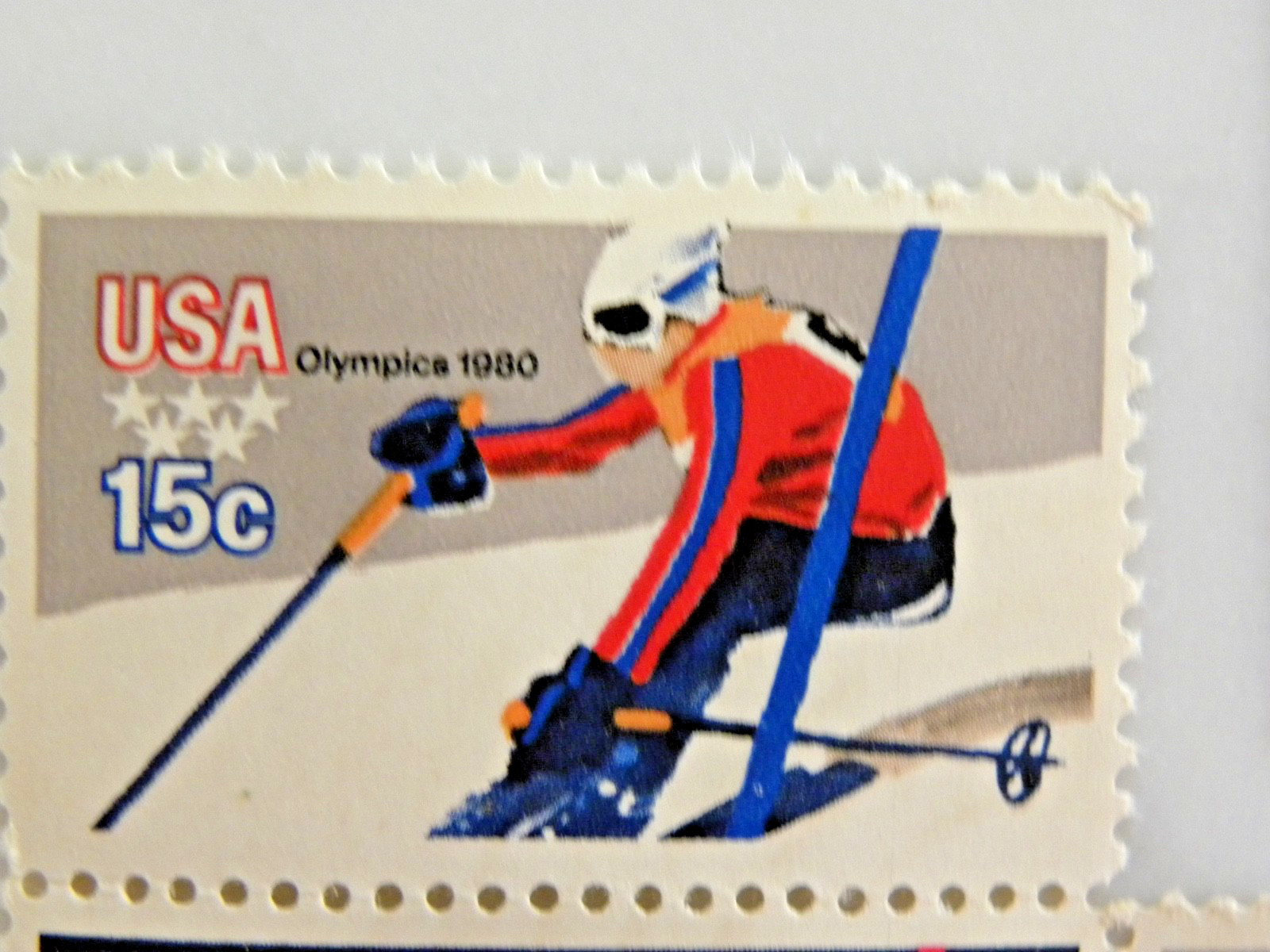 Stamp USA – 1976 and 1980 Winter Olympics – 13 and 15 cent stamps Block of 4