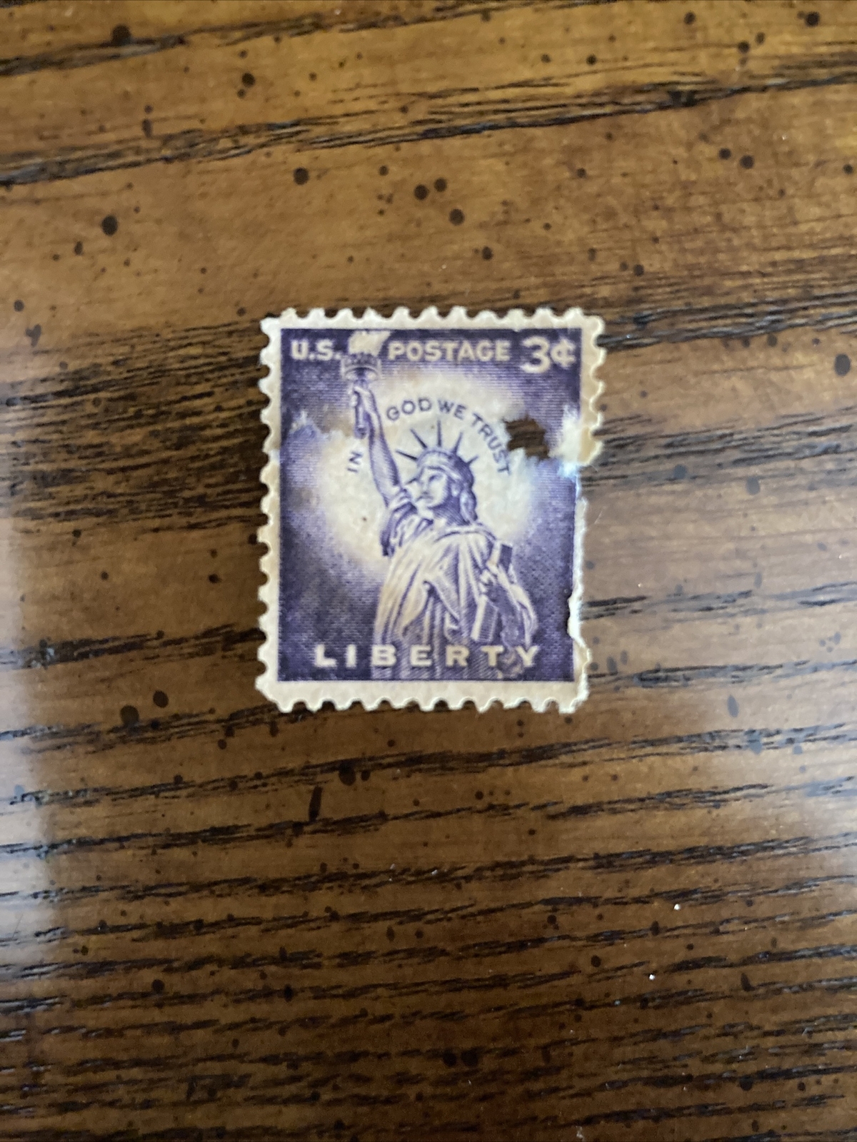 U.S. stamp–rare 3 cent Statue of Liberty – purple