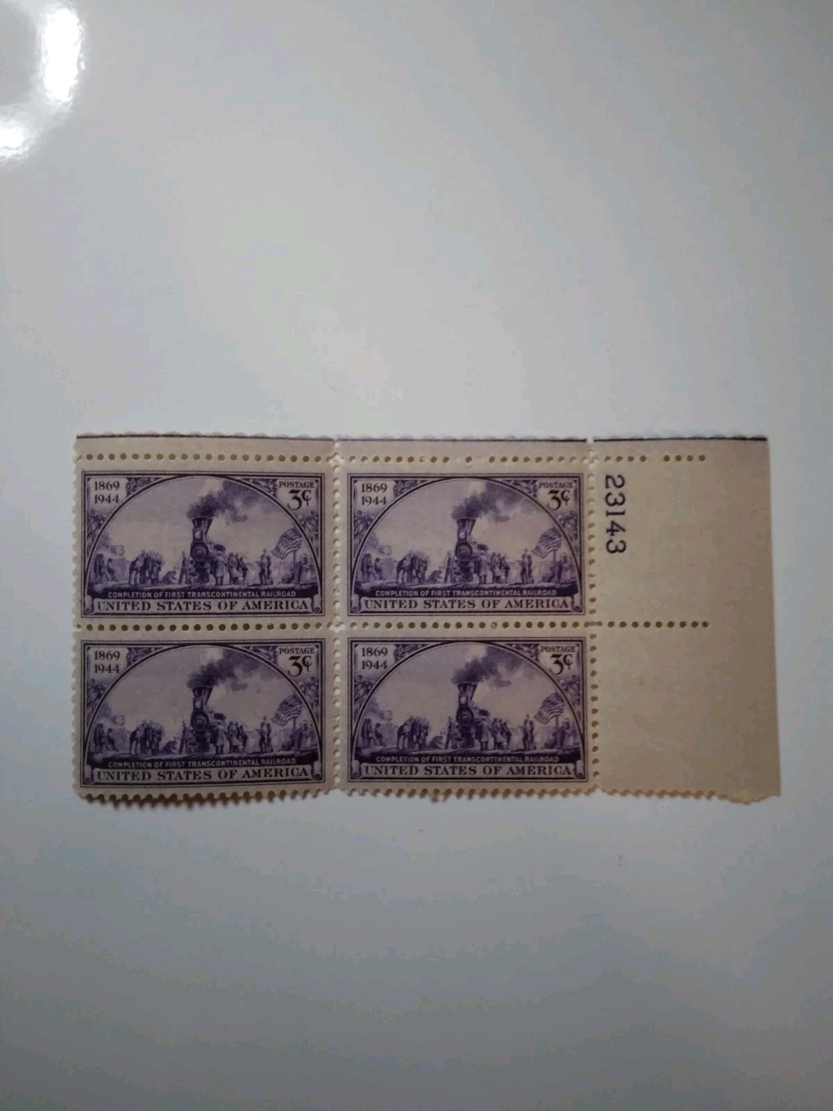 ANTIQUE RARE 1869-1944 TRANSCONTINETAL RAILROAD 3 CENT PURPLE UNUSED STAMP SHEET