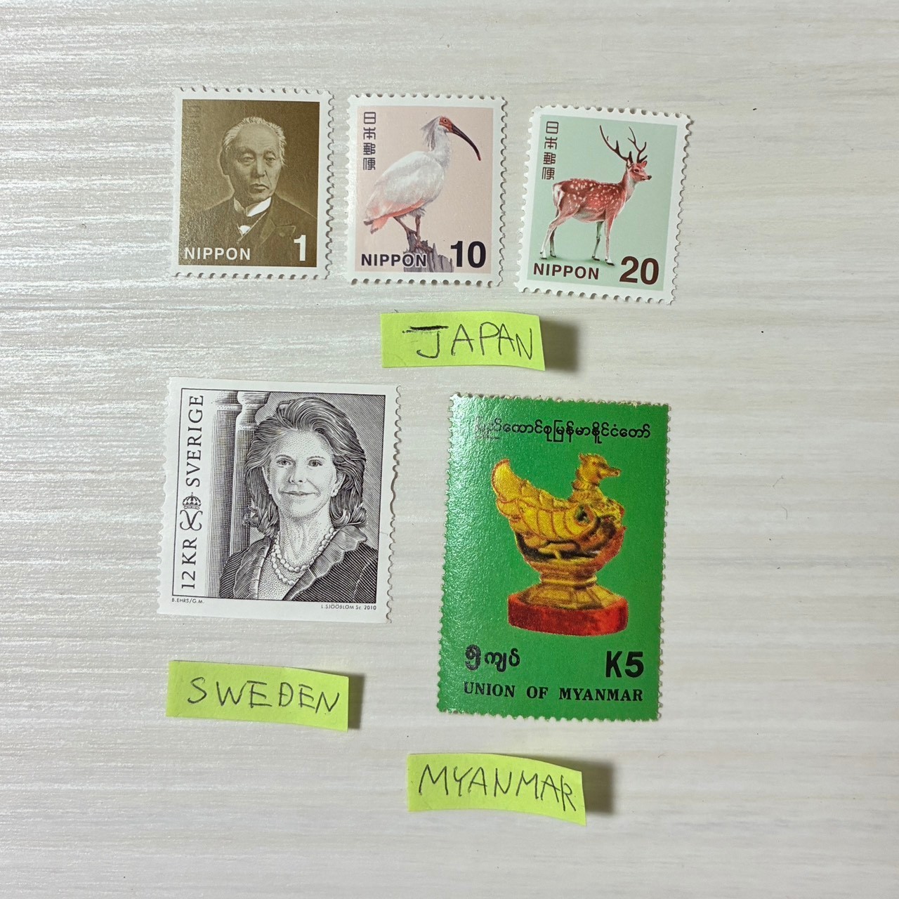 Unused Foreign Postage Stamp Collection – England, Spain, Italy, Sweden, Myanmar