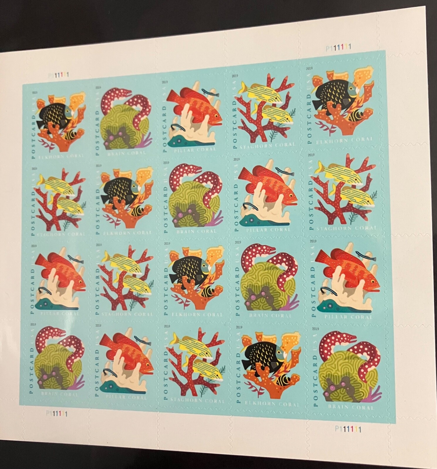 STAGHORN CORAL 20 count USA Postcard stamps-NEVER USED