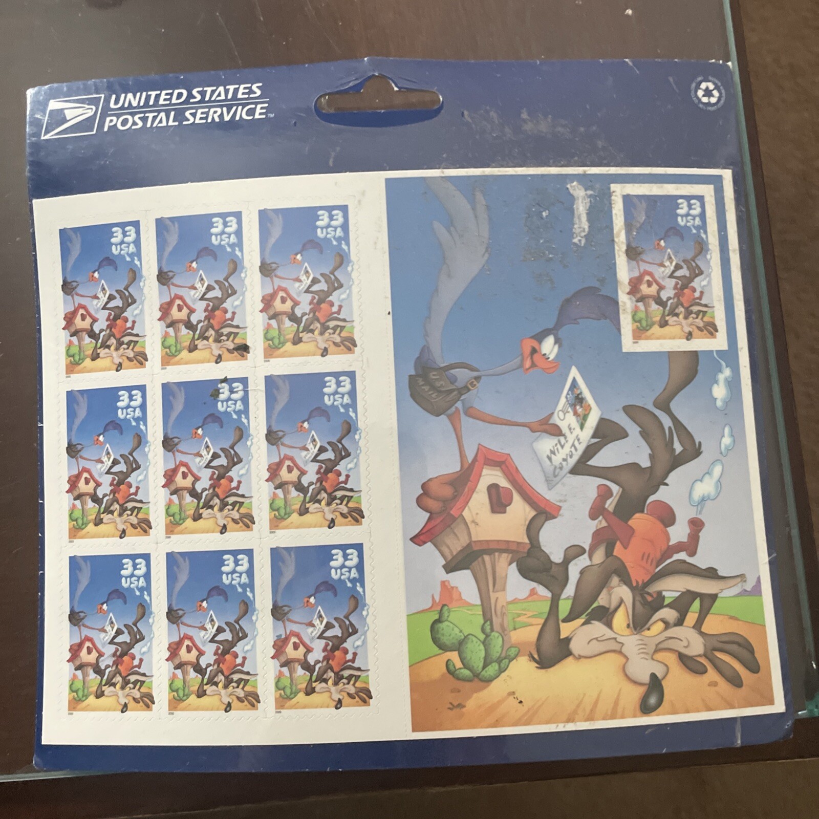 USPS 2000 Card w/10 “Wile E. Coyote & Road Runner” 33¢ Stamps USA Scott 3391 MNH