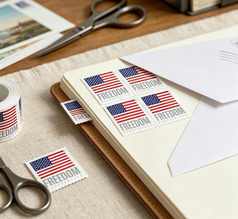 2023 USA Freedom Flag Coil Stamps Red White Blue – 100 Count Roll