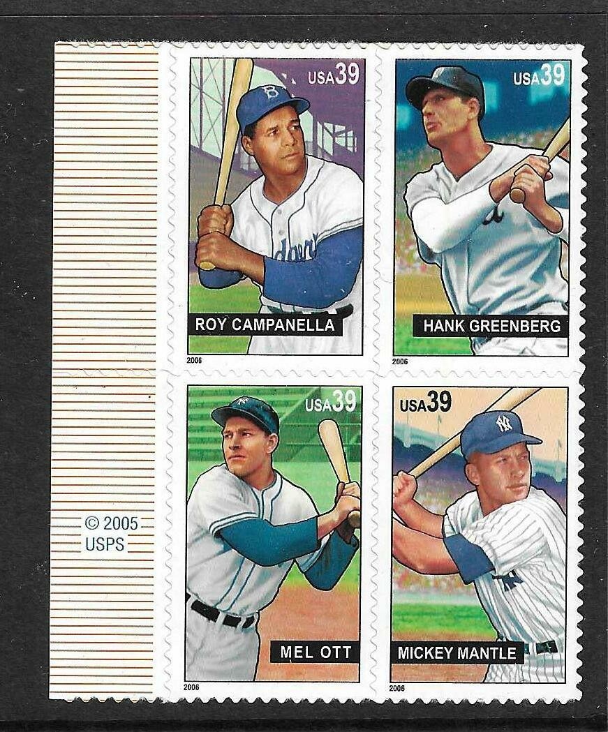 USA SC # 4083a Baseball Sluggers . BLK4 . MNH