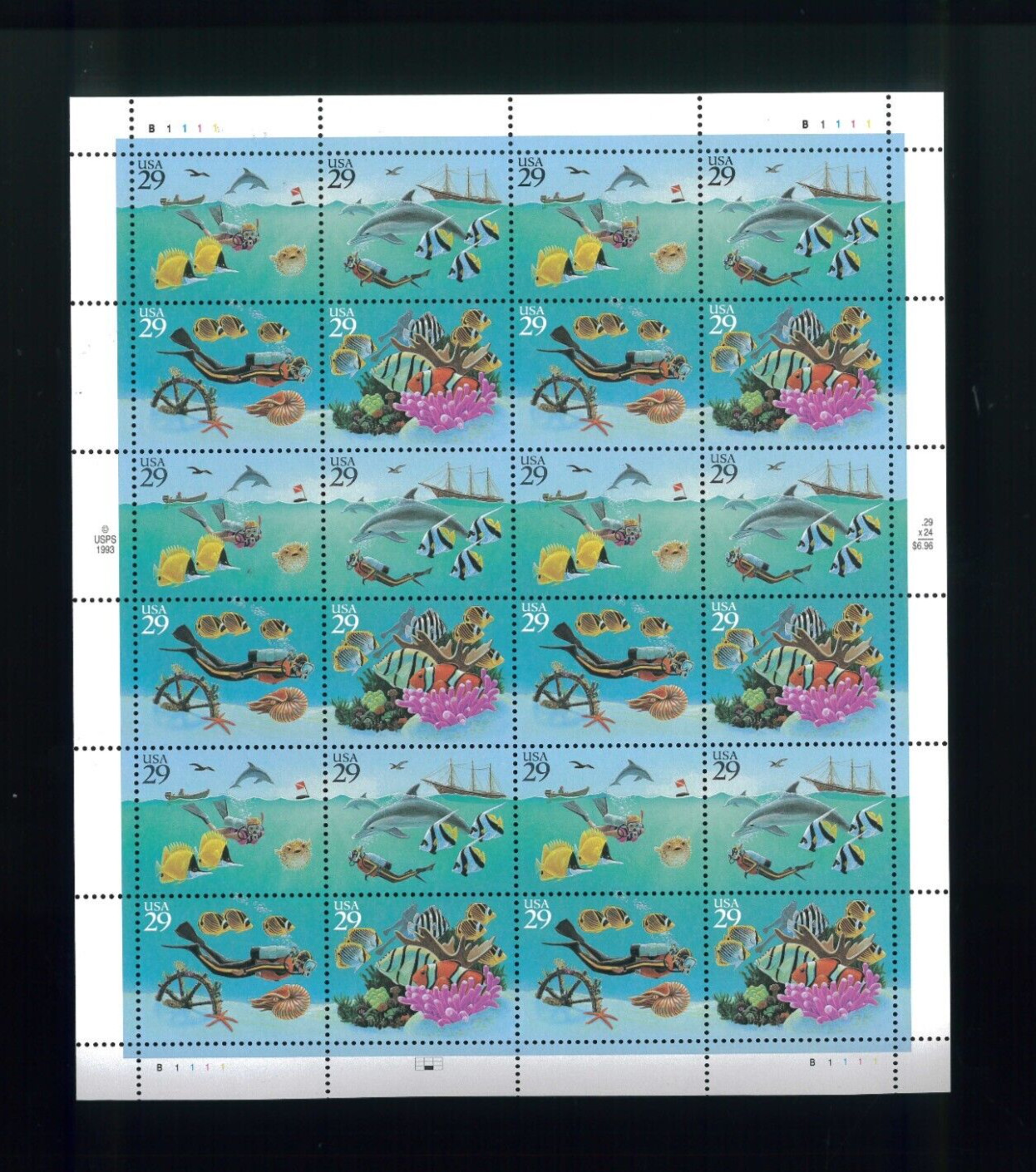 United States 29¢ Wonders of the Sea Postage Stamp #2863-66 MNH Full Sheet