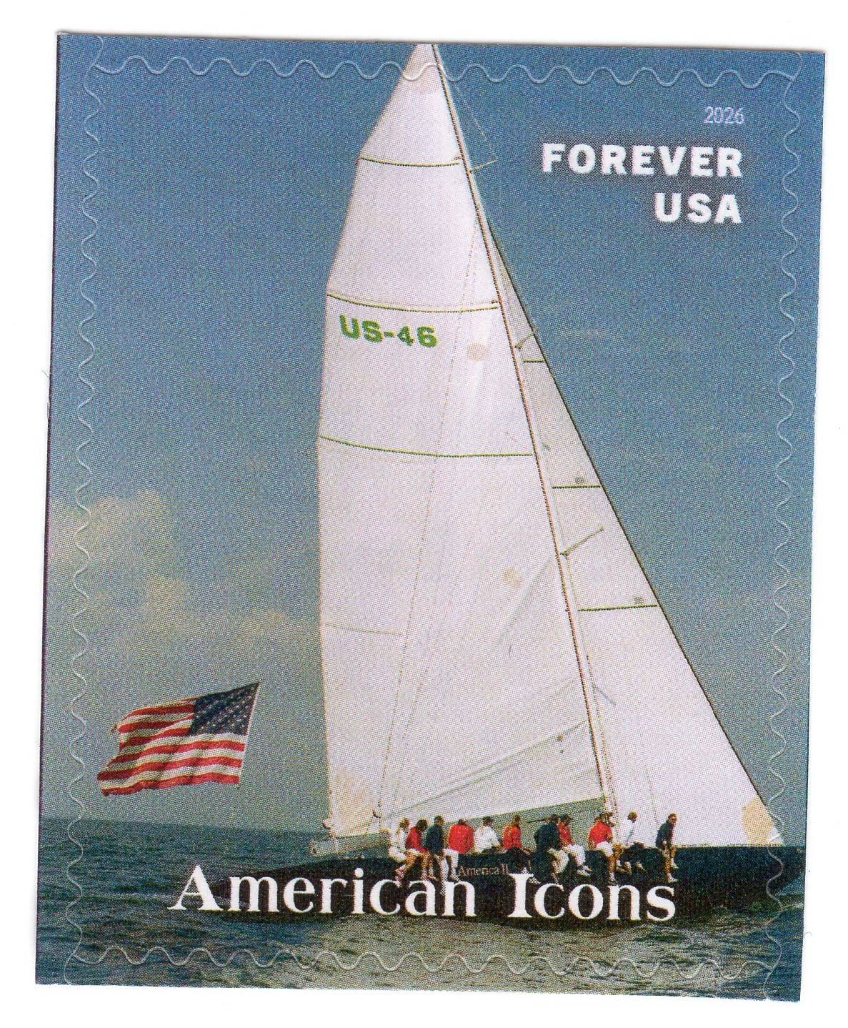 USPS American Icons Flag on Racing Sailboat Single Forever Stamp – MNH (6105)