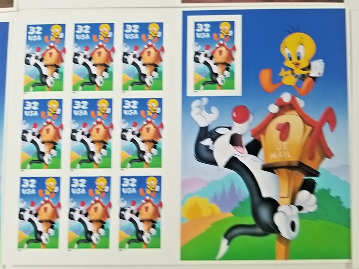 Lot of 60 Stamps – 5 Booklets Single Pages & Singles Bugs Bunny Set Looney Tunes