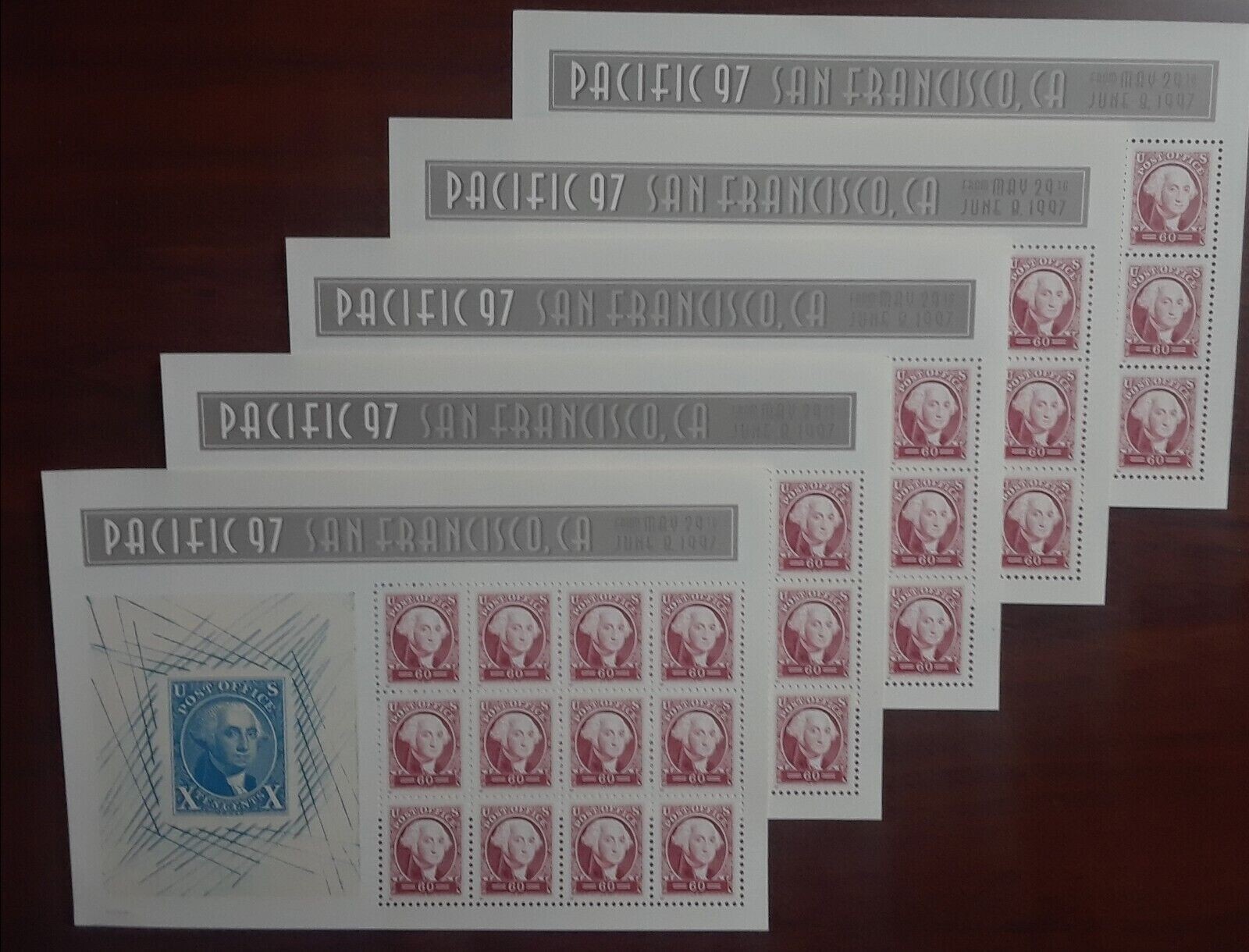 Five Panes / Sheets x 12 each = 60 of GEORGE WASHINGTON 60¢ Pacific 97 Sc # 3140
