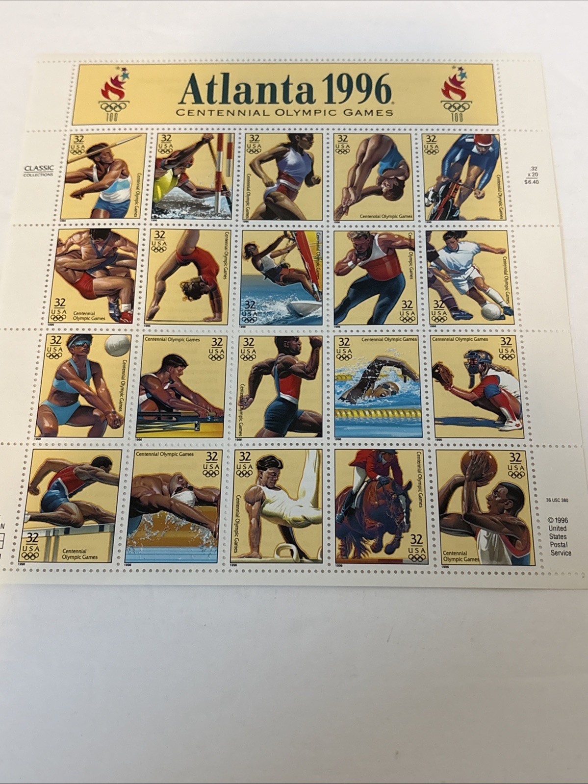 US STAMPS SCOTT # 3068 SHEET OF 20 ATLANTA 1996 GAMES STAMPS 32 CENTS – MNH