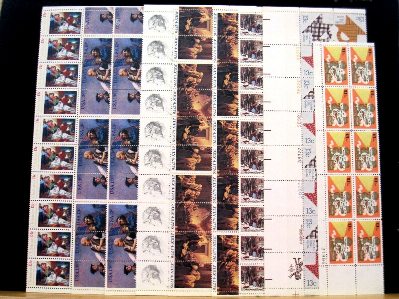 US – 12 PANES 13 Cent & 10 Cent STAMPS – MNH – FACE VAL $41.00