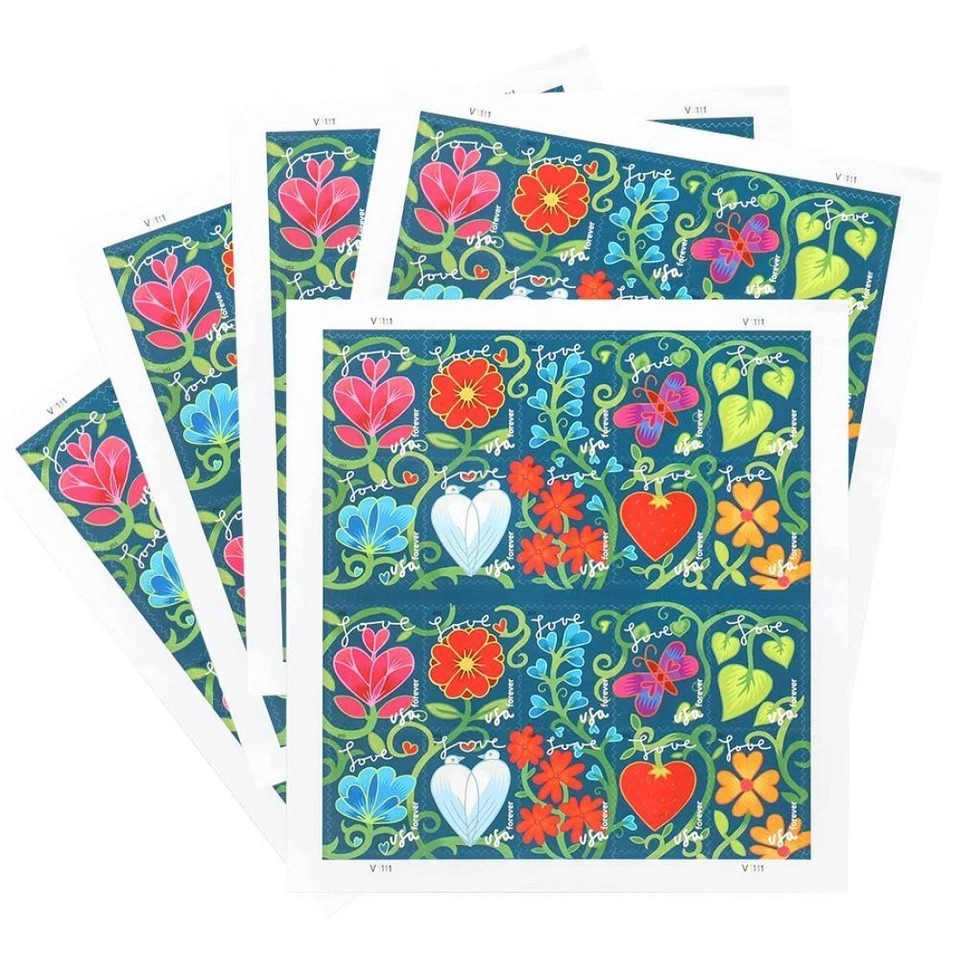2011 US First‑Class Forever Stamps Total 100 Stamps 5 Sheets Garden of Love MNH