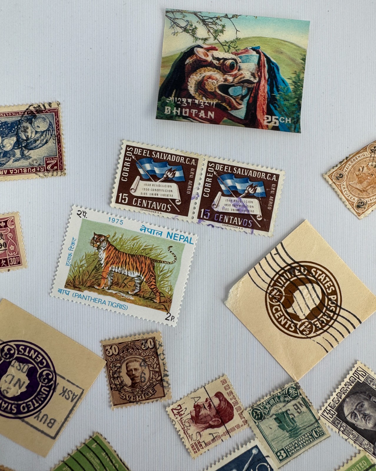 Worldwide Vintage Stamp Collection Lot 90+ Used Mint Stamps USA China Sweden