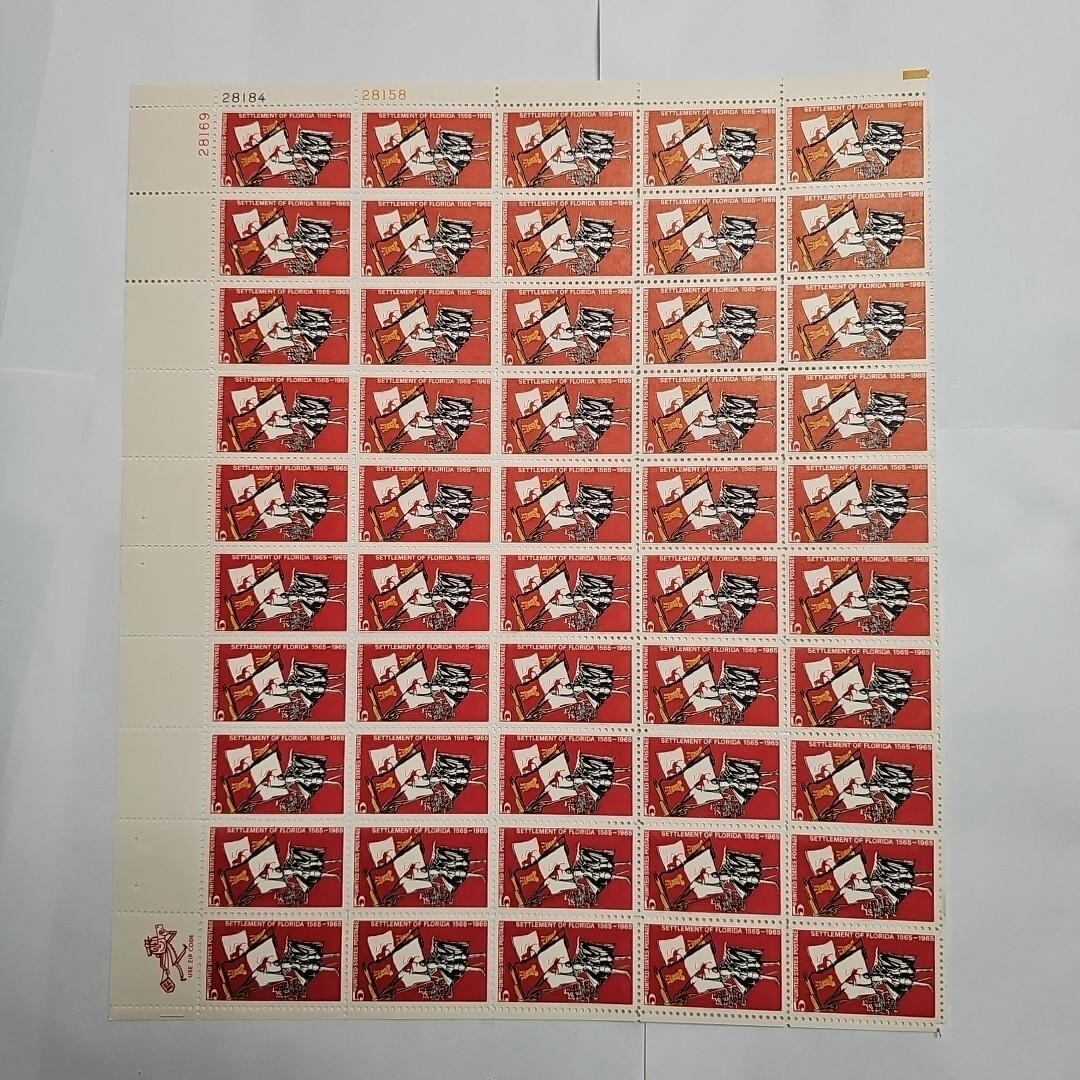 Stamp US Postage 5c 5 Cent Sheet OF 50 Stamps Settlement Of Florida 1565-1965