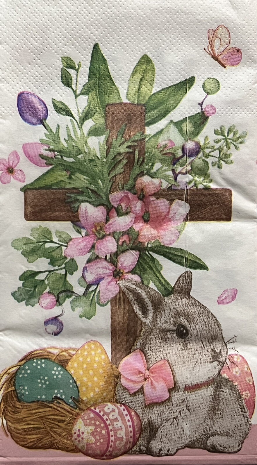 TWO Paper Dinner Decoupage Art Craft Napkins – EASTER Bunny/cross /floral/heaven