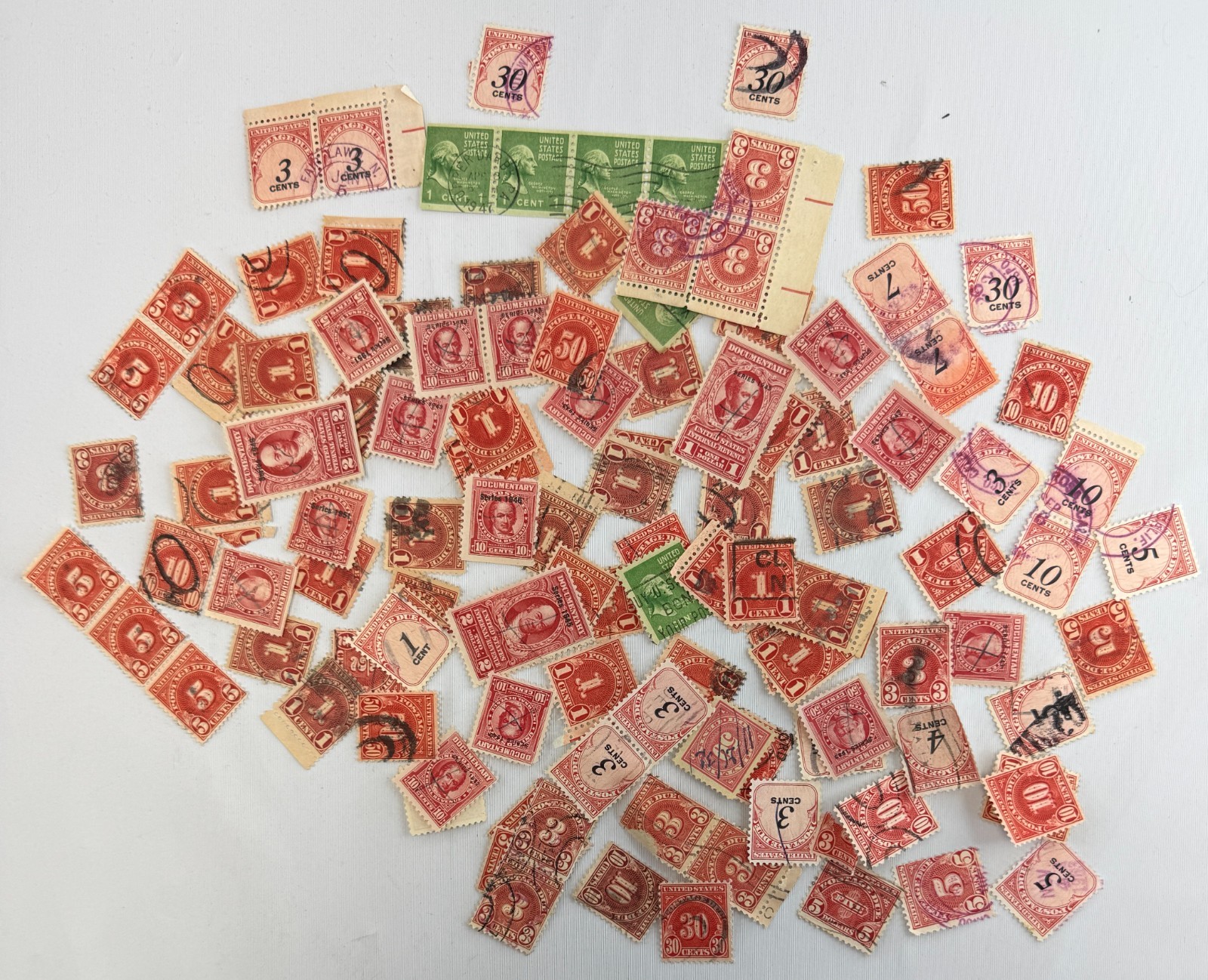 Vintage US Postage Due and Revenue Stamp Mixture 1910s through 1950s