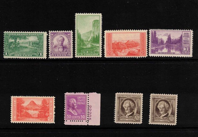 Vintage Stamps – never used (617, 725, 740, 741, 742, 748, 831, 863 (2)) USA