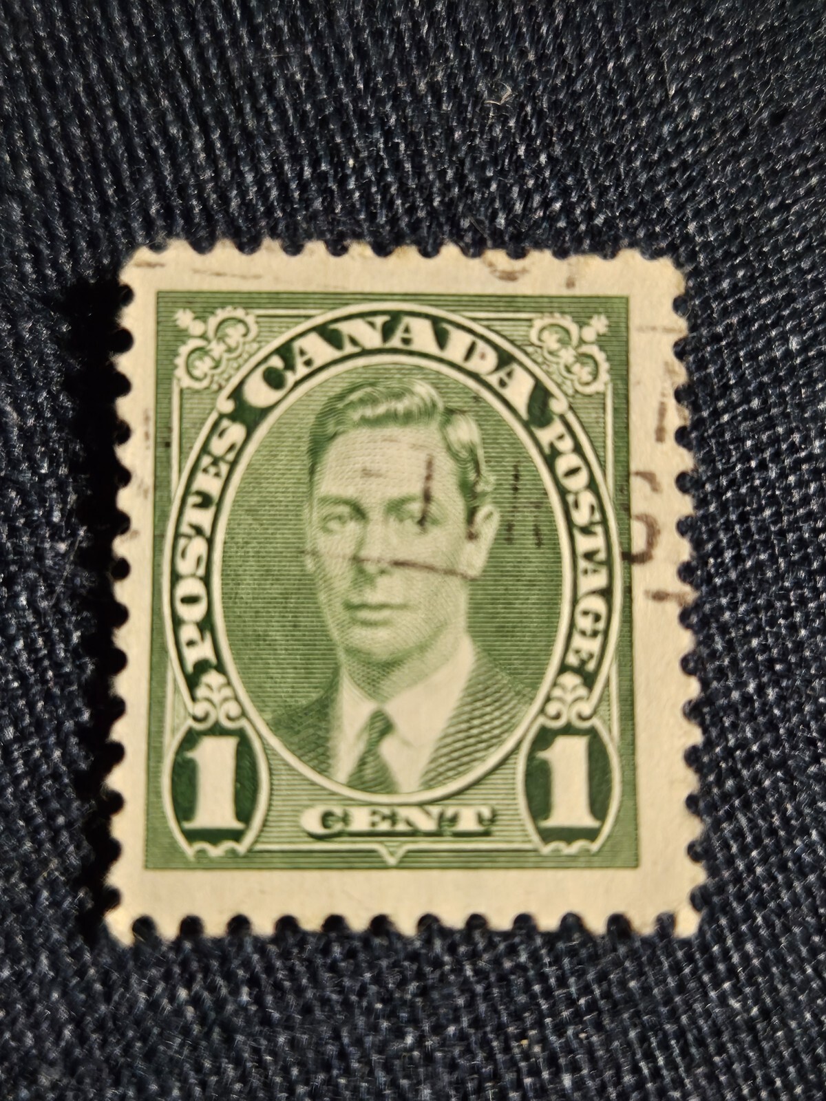 1937 Canada Postage Stamp Scott #231 King George VI Green 1c Used