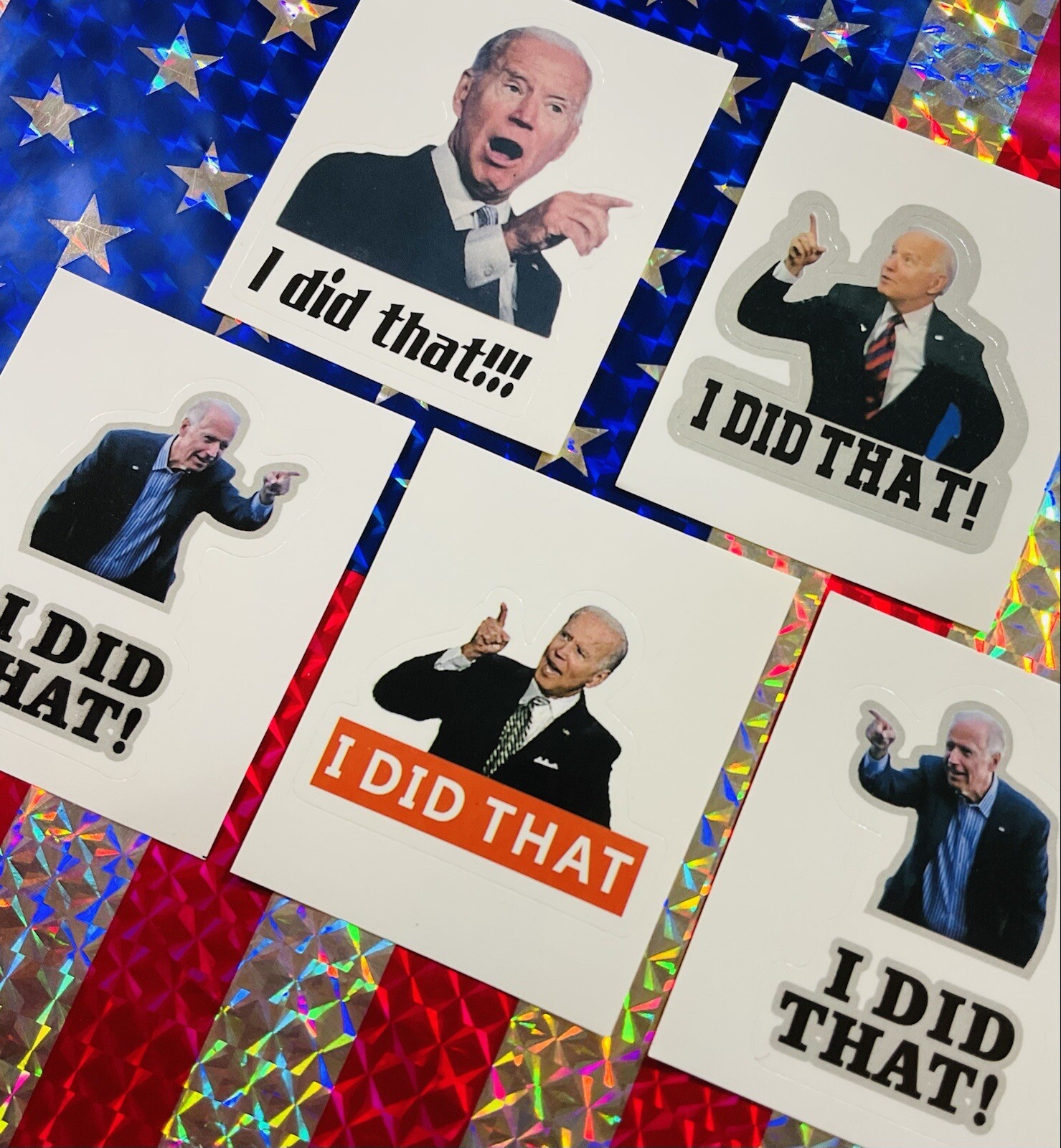 (2) LOTS OF 5 JOE BIDEN ( I DID THAT ) STICKERS FUNNY REAL DECAL GAS PUMP PRICES