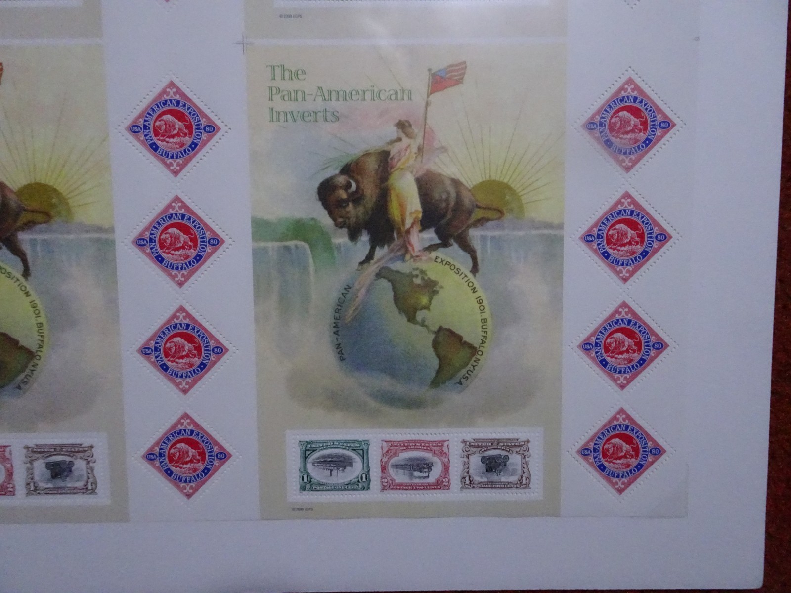 US 3505 a-d PAN-AMERICAN INVERTS UNCUT PRESS SHEET 4 PANES PRO SHRINK WRAPPED