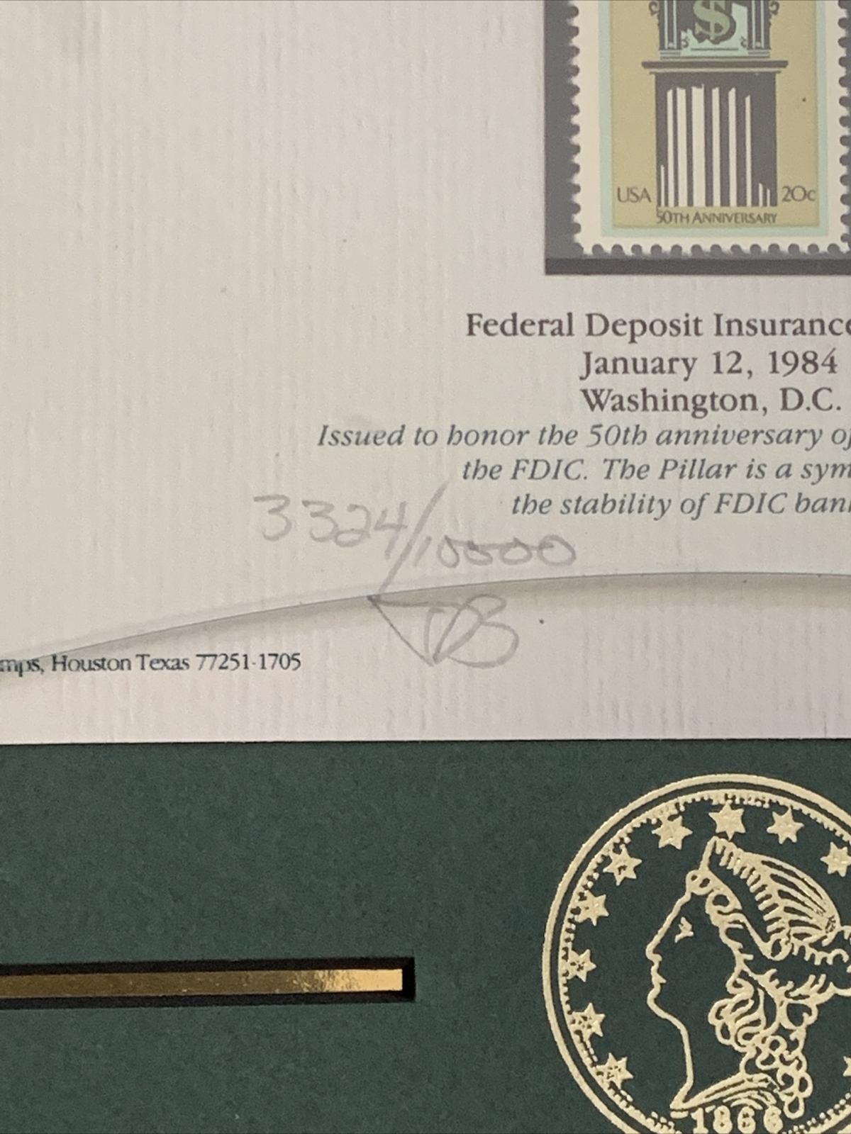 1986 The Stamps Of Banking Framed And Numbered 3324 Of 10000