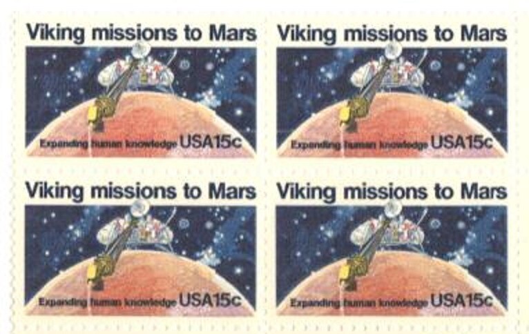 VIKING MISSION TO MARS–Block of 4 Collectible Unused 1978 Stamps—-FREE SHIP