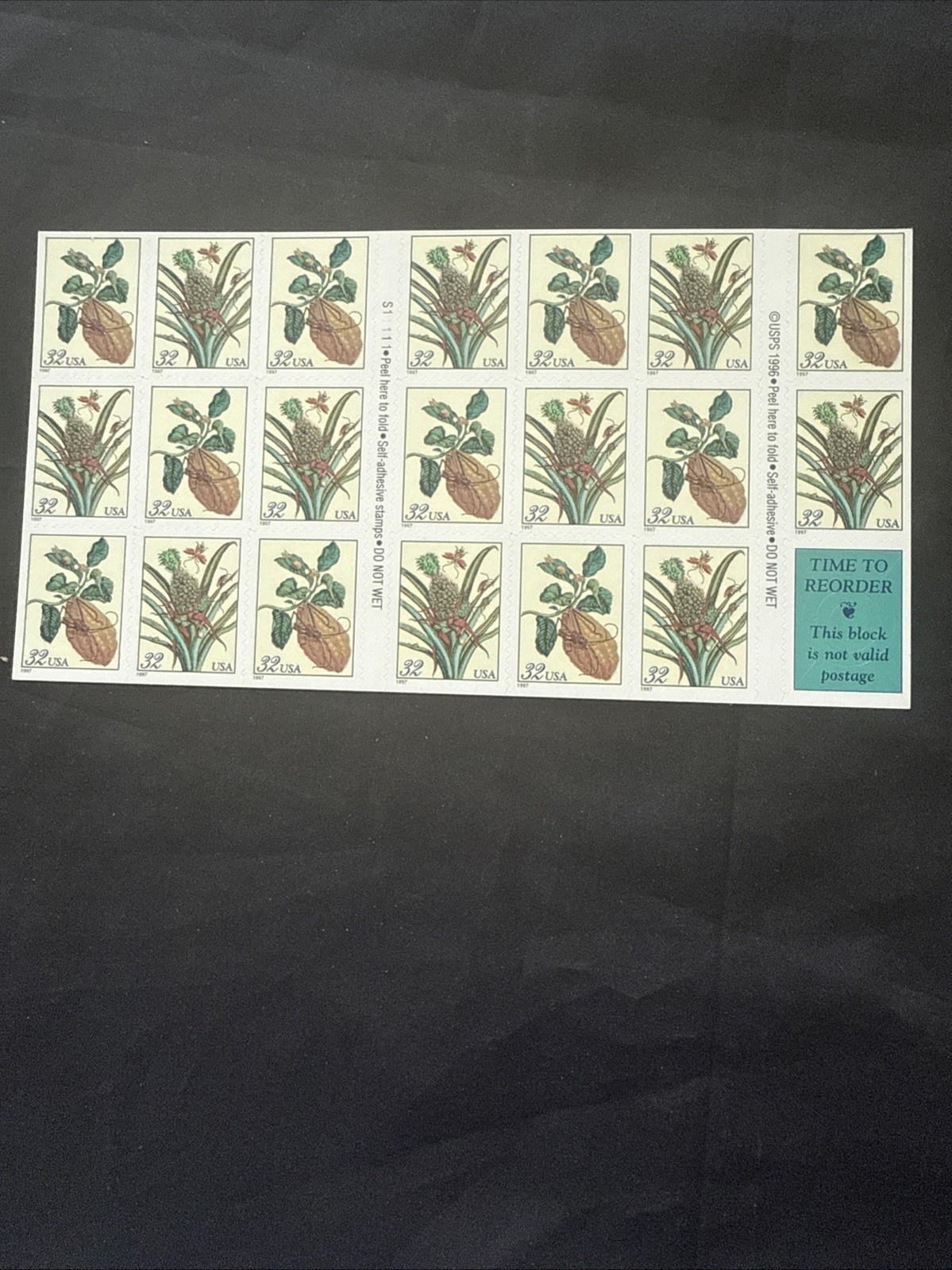 US SCOTT 3126 – 3127a BOOKLET OF 20 BOTANICAL PRINTS STAMPS 32 CENT FACE MNH