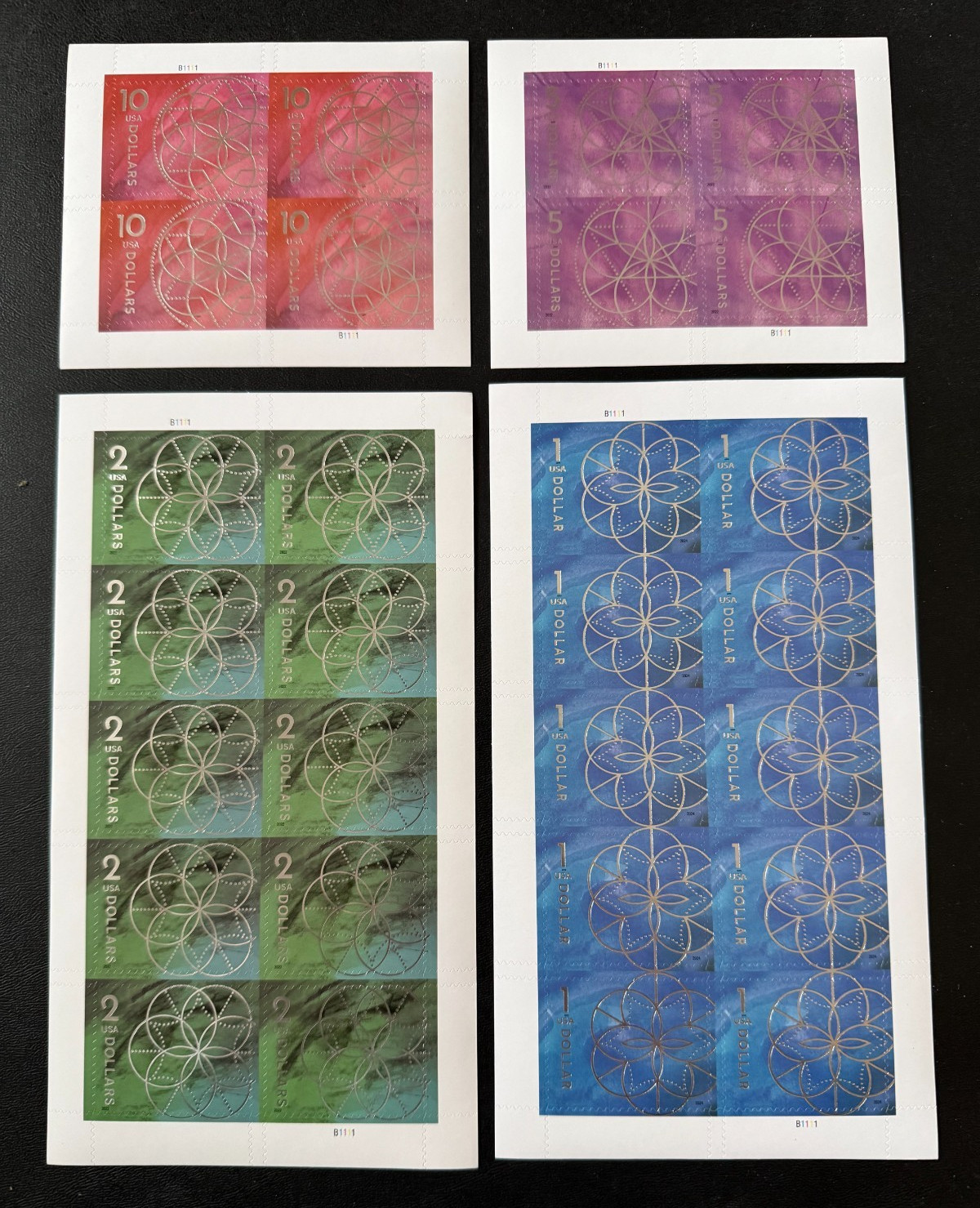U.S. Definitive $10, $5, $2, & $1 Sheets