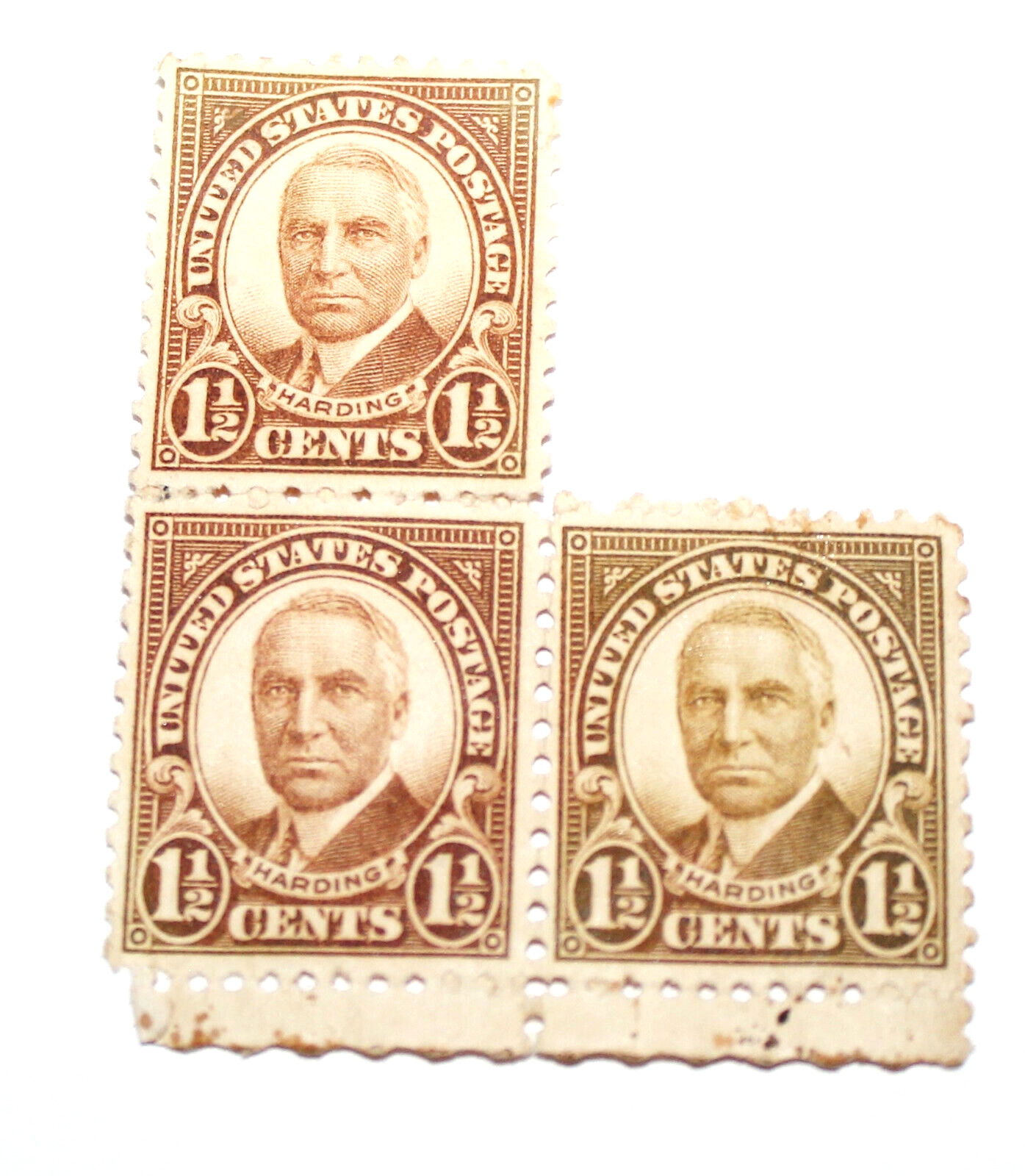 Warren G Harding 1 1/2 Cent Stamps 1925 Set of 3