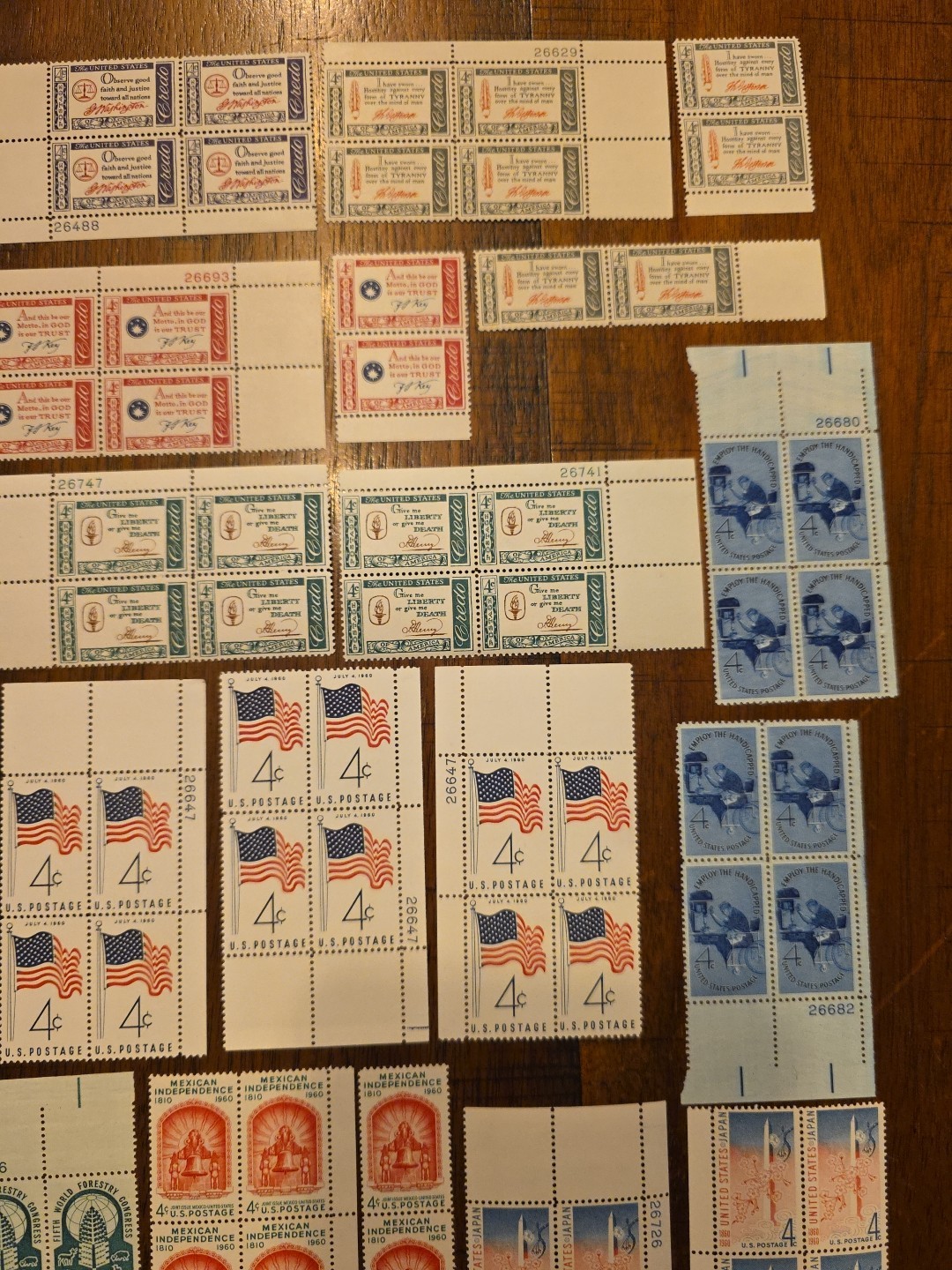 Lot of U.S. Vintage Mint Stamp Blocks – Flags, Pony Express, Airmail U