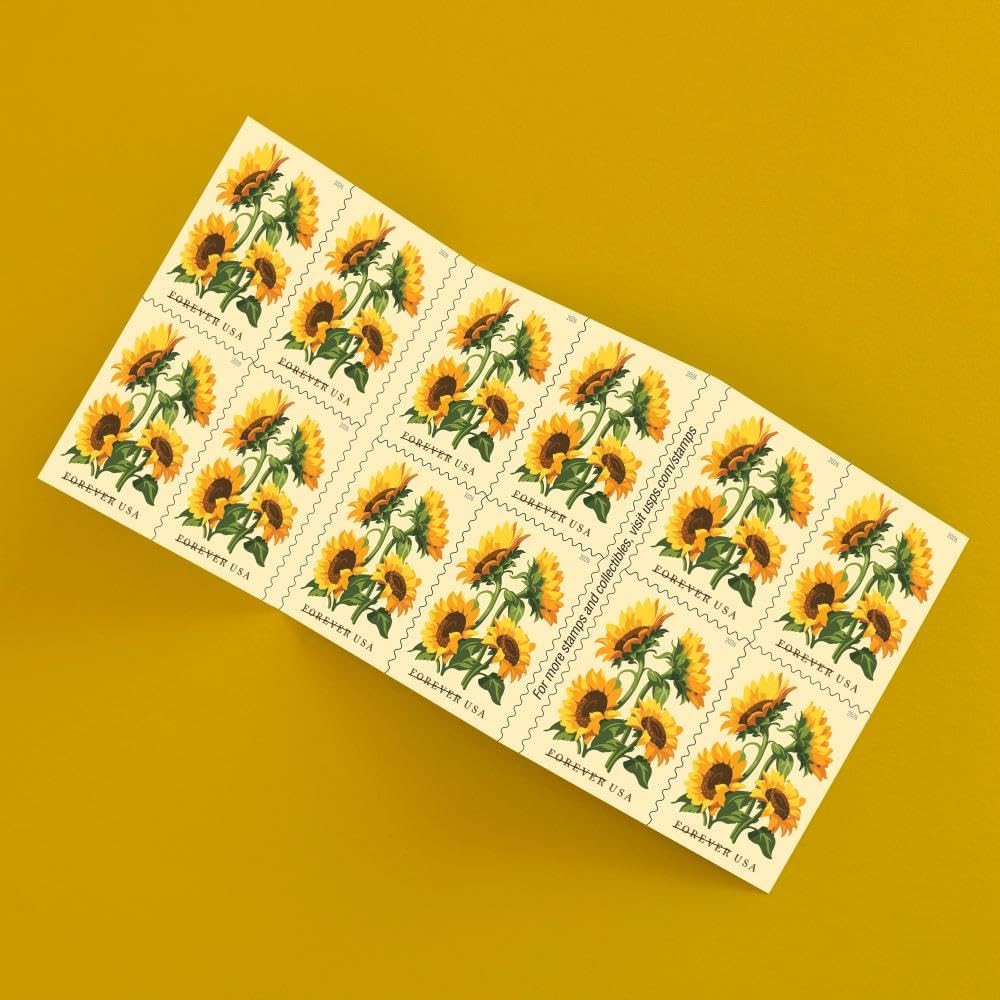 US Postage Stamps Sunflowers 2026 20ct