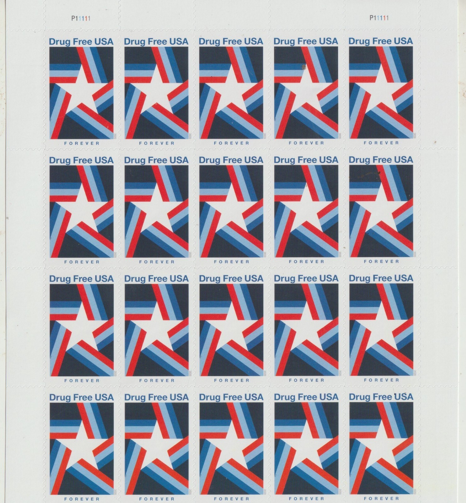 USPS Drug Free USA sheet of 20 $0.78 cent stamps Sent from Oklahoma City