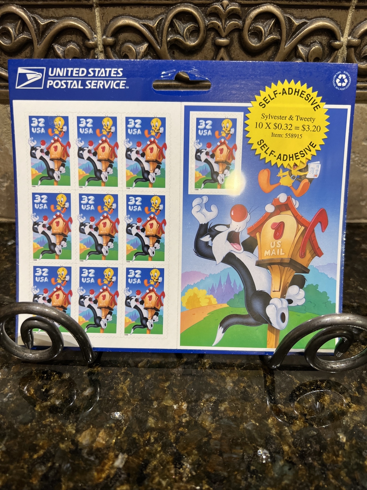 US POSTAGE STAMPS CELLOPHANE SHEET OF 10 “SYLVESTER & TWEETY” .32 CENT