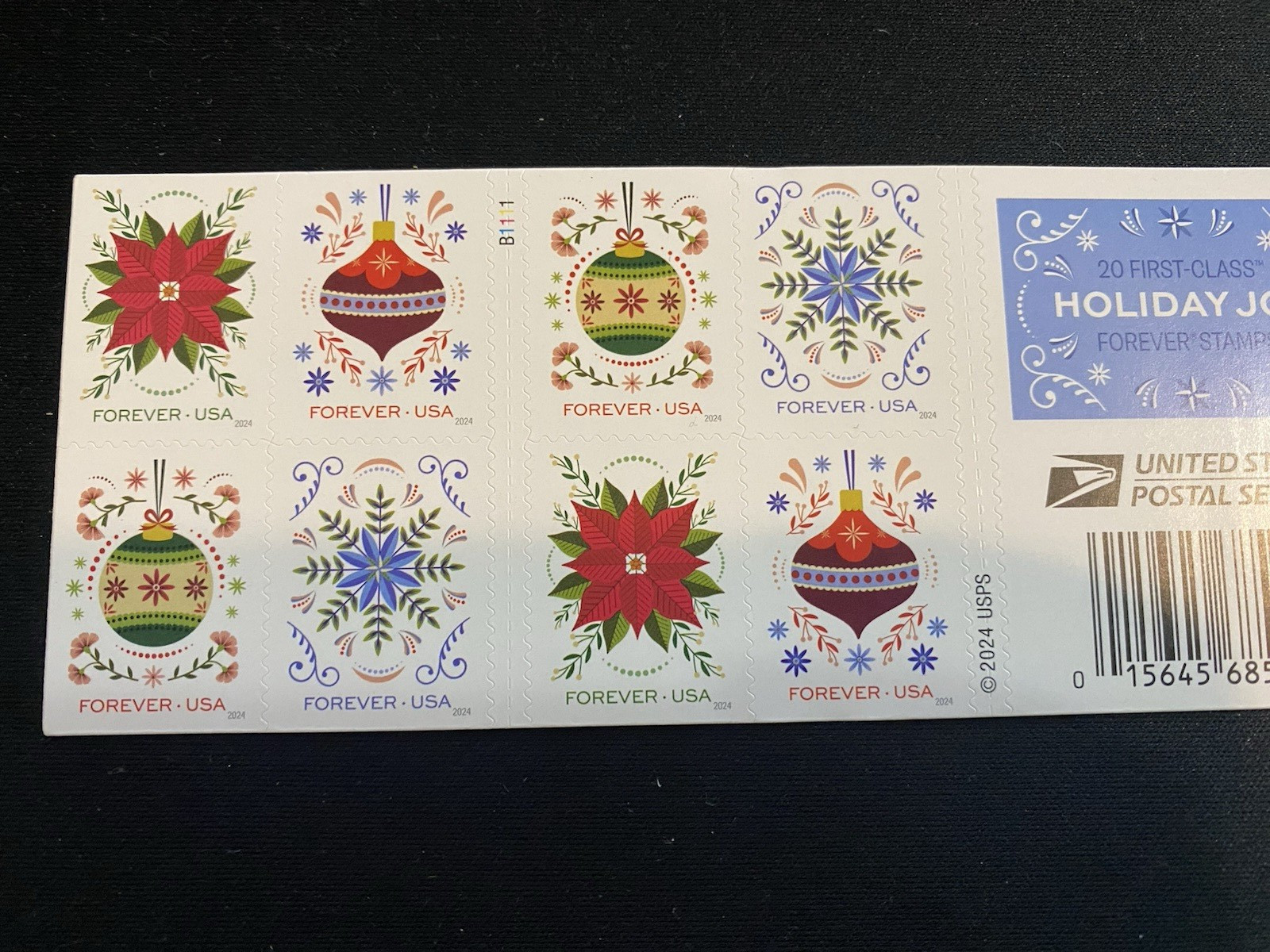 USPS Forever Stamps Holiday Joy 2023 Booklet of 20 First Class Postage Christmas