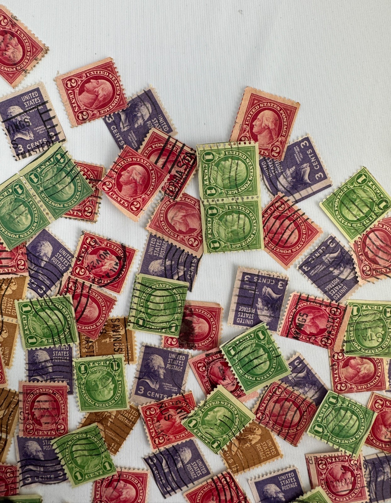 Vintage US Definitive Postage Stamp Mixture Lot Washington, Franklin
