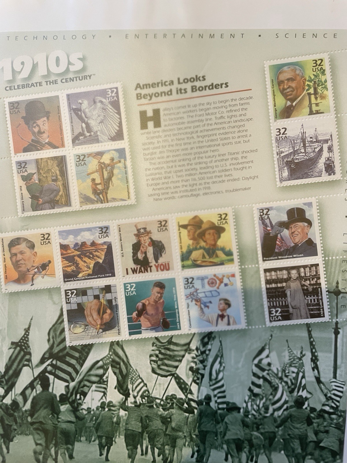 CELEBRATE THE CENTURY 1900-1990. Complete 10 Sheet Set US Stamps USA # 3182-3191