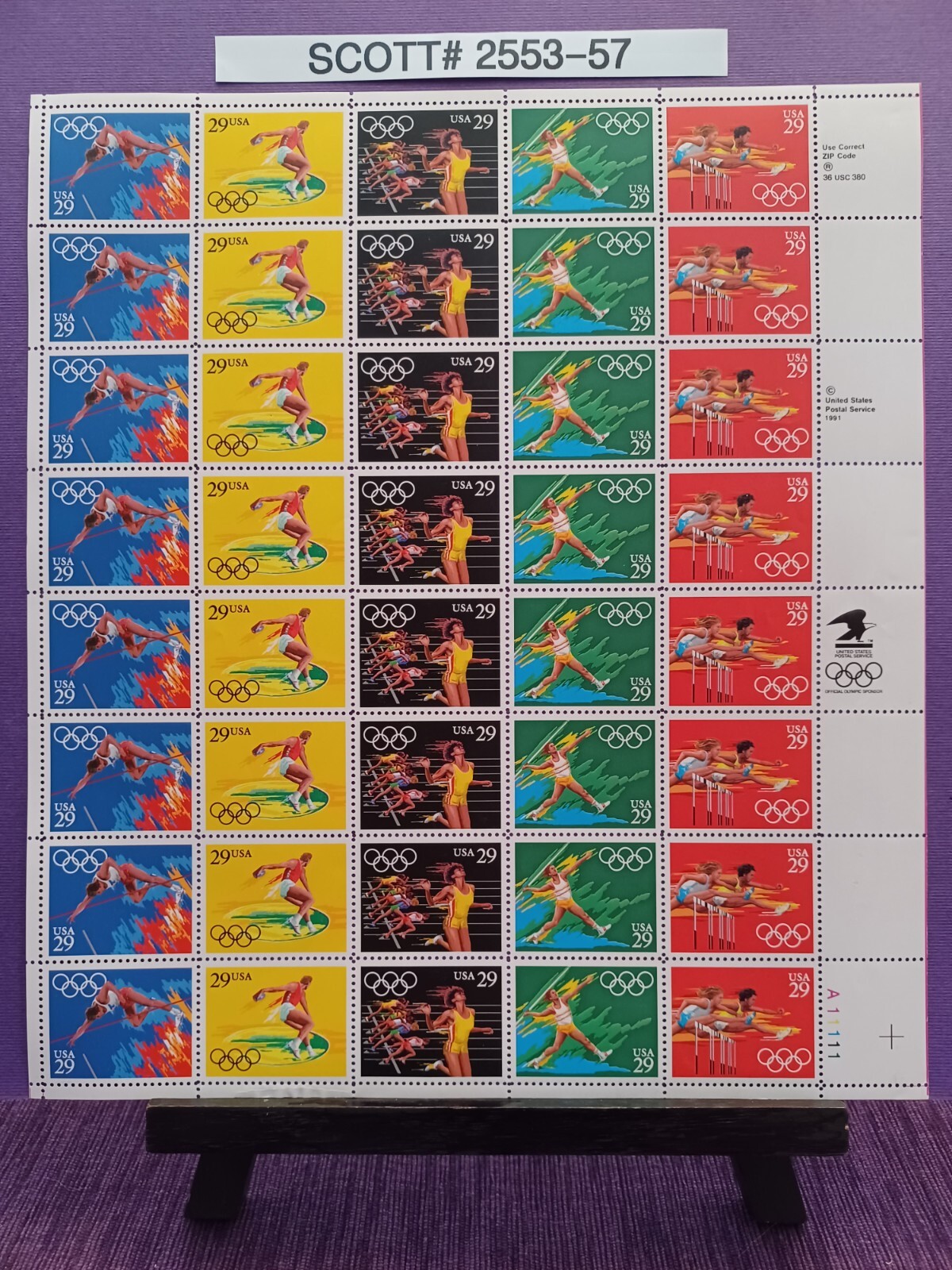 Scott # 2553-57 Summer Olympics 1991 – USPS Postage Stamps
