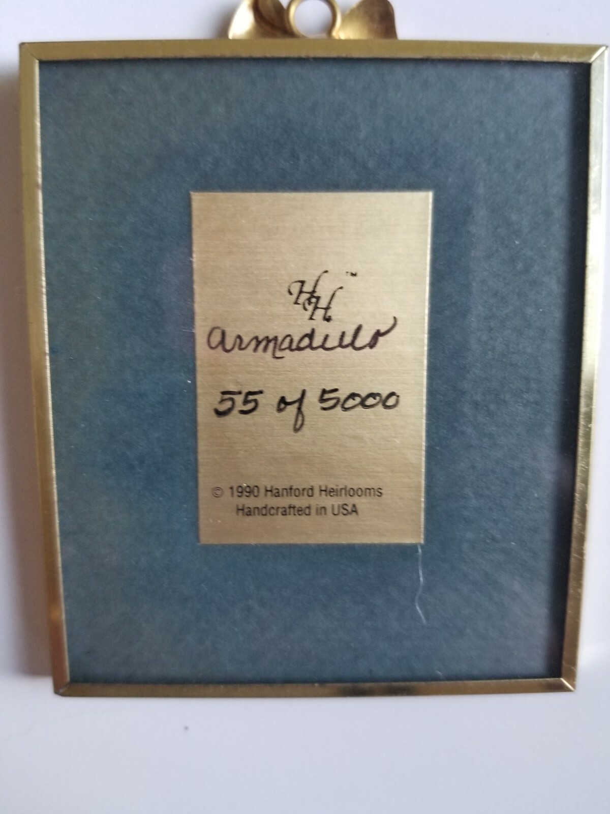 1990 Hanford Heirlooms Ltd Edition Armadillo Framed Stamp #55 Of 5000!