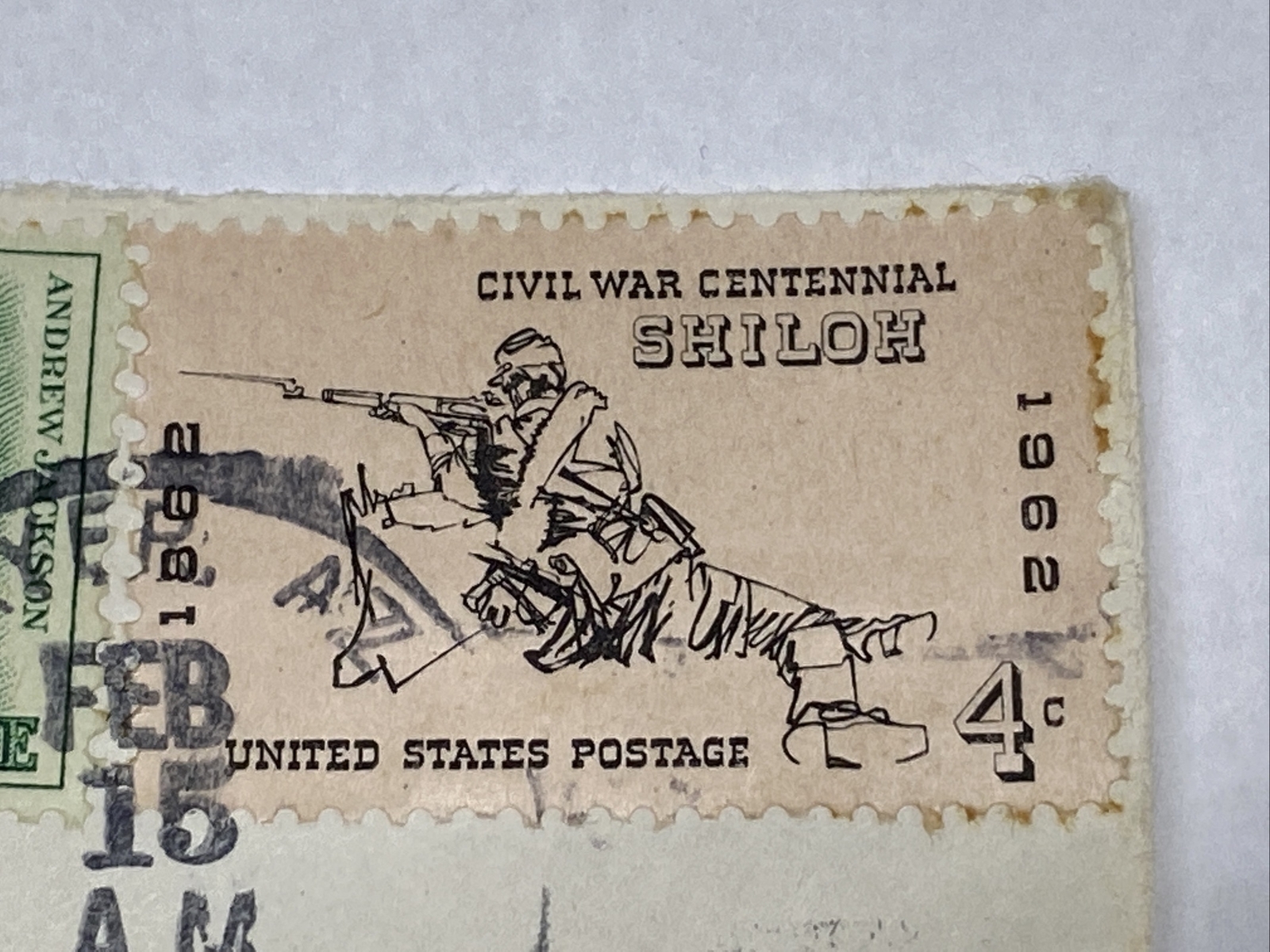 Andrew Jackson 1 Cent Postage, 1862-1962 Civil War Centennial Shiloh 4Cent Stamp