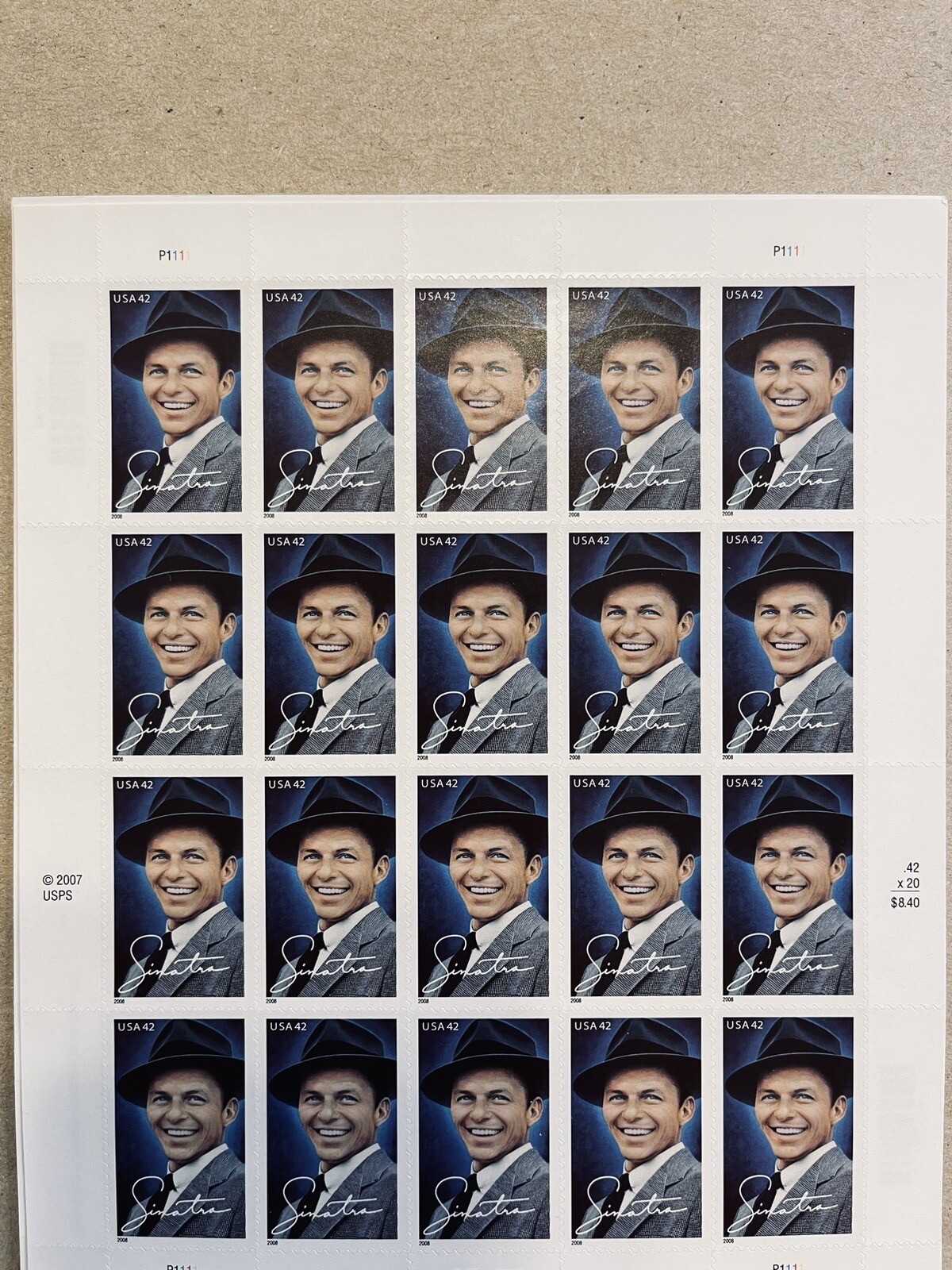 US SCOTT 4265 SHEET OF 20 FRANK SINATRA STAMPS 42 CENTS FACE MNH