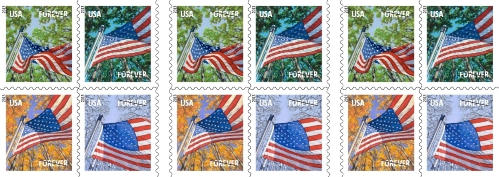 USPS Flags for All Seasons Forever Stamps 100 100 stamps, Multicolor