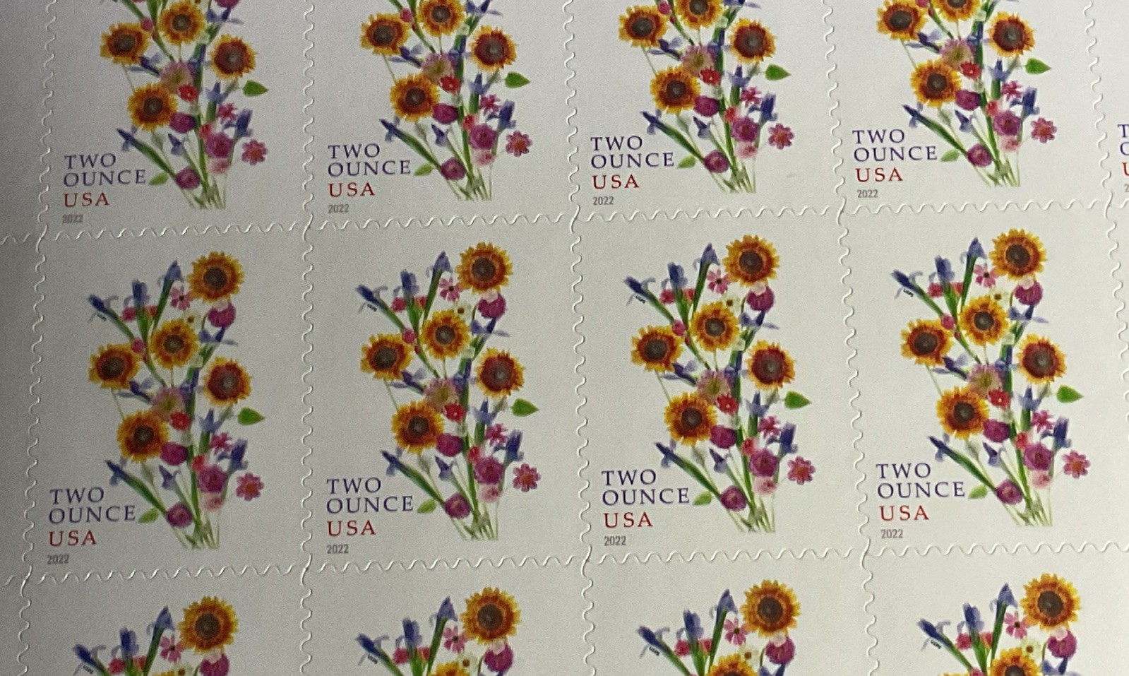 2022 Wedding Sunflower Bouquet 2 Ounce Postage First-Class USPS Forever Stamps