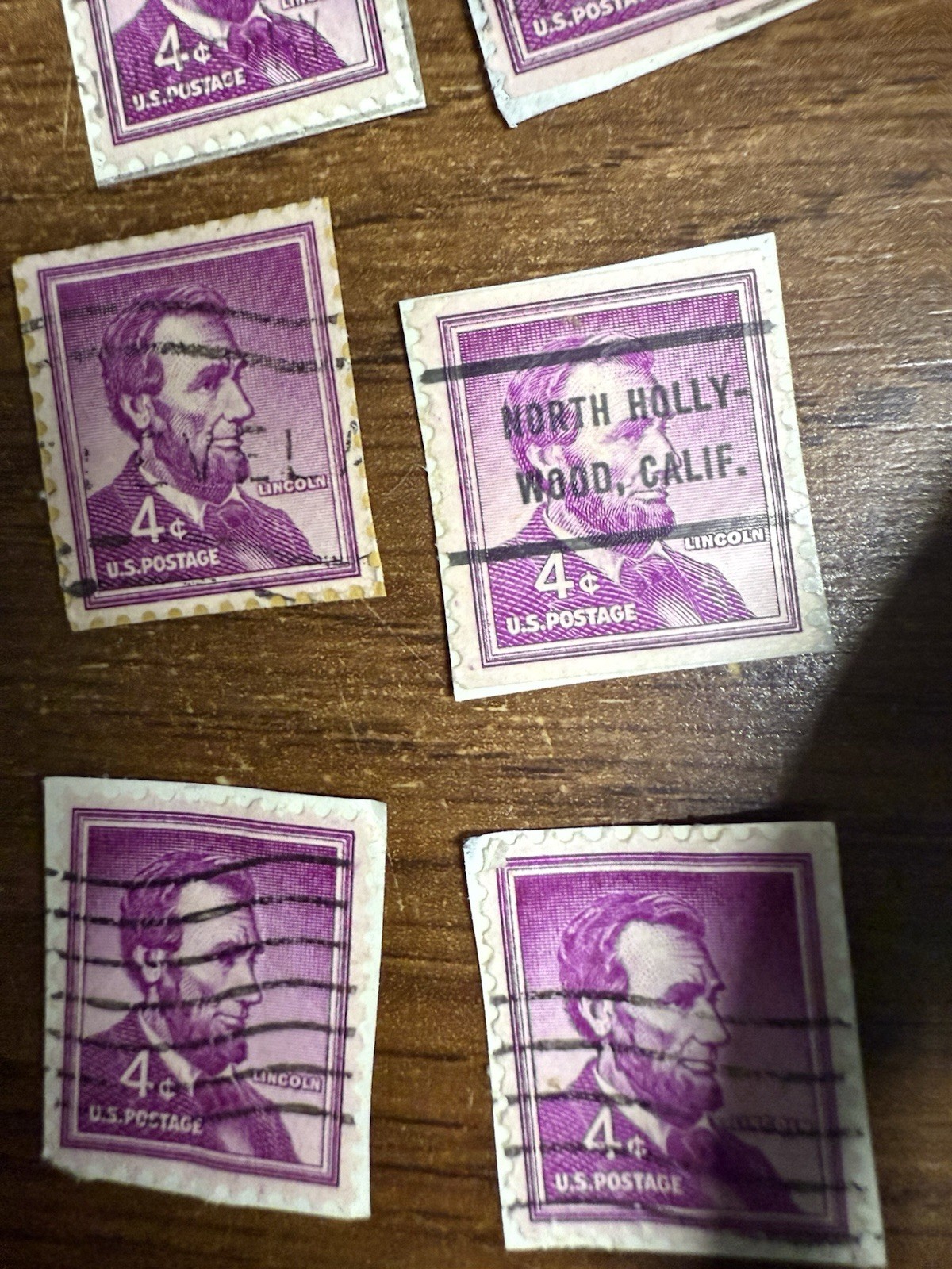 Postage Stamps Abraham Lincoln Purple Toned Used Us Postage Stamps 4cent 21count