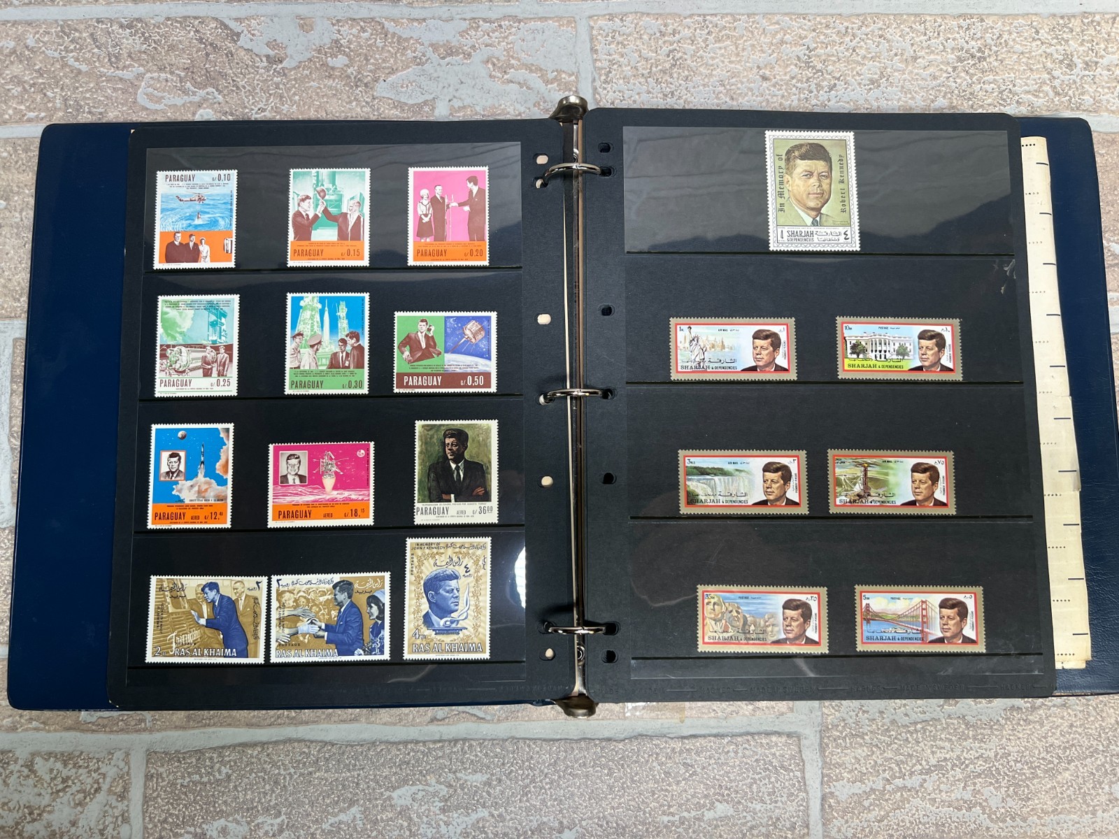 HUGE RARE VINTAGE John F Kennedy Commemorative Stamp Portfolio