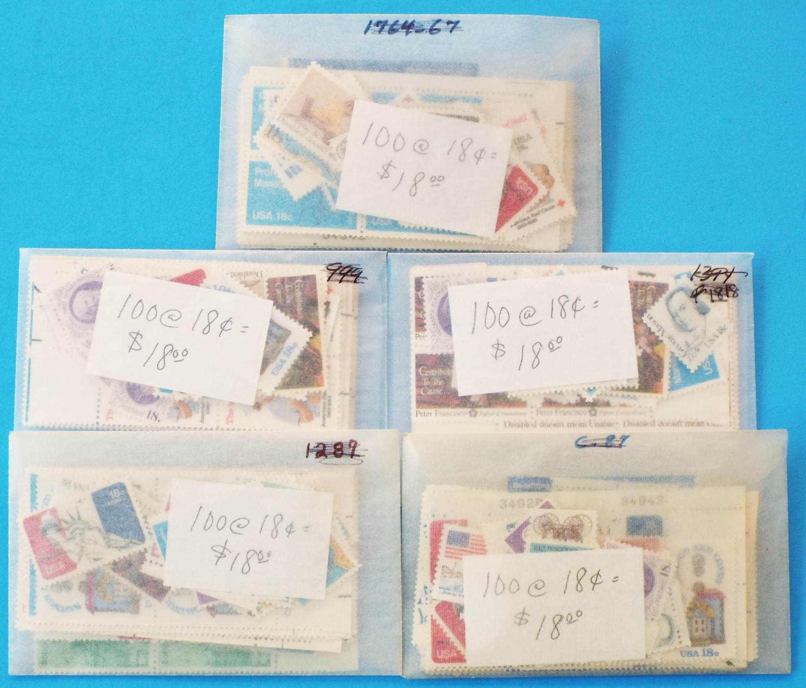 US Discount Postage 500 18 Cent 18c Stamps Blocks Singles Mixed Mint Lot #3