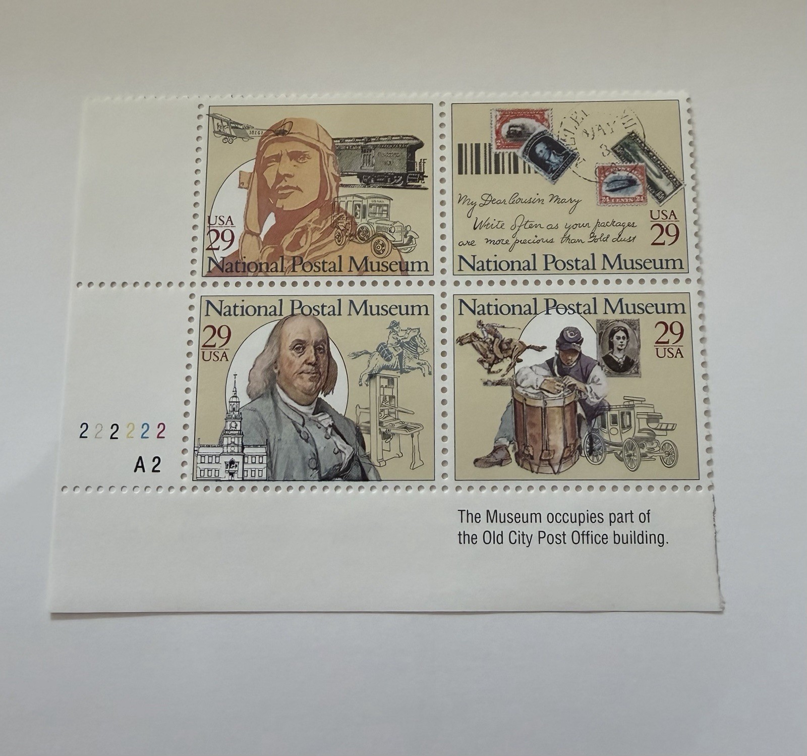 USPS Lot of 4 Vintage $.29 Stamps National Postal Museum MNH Free Shipping