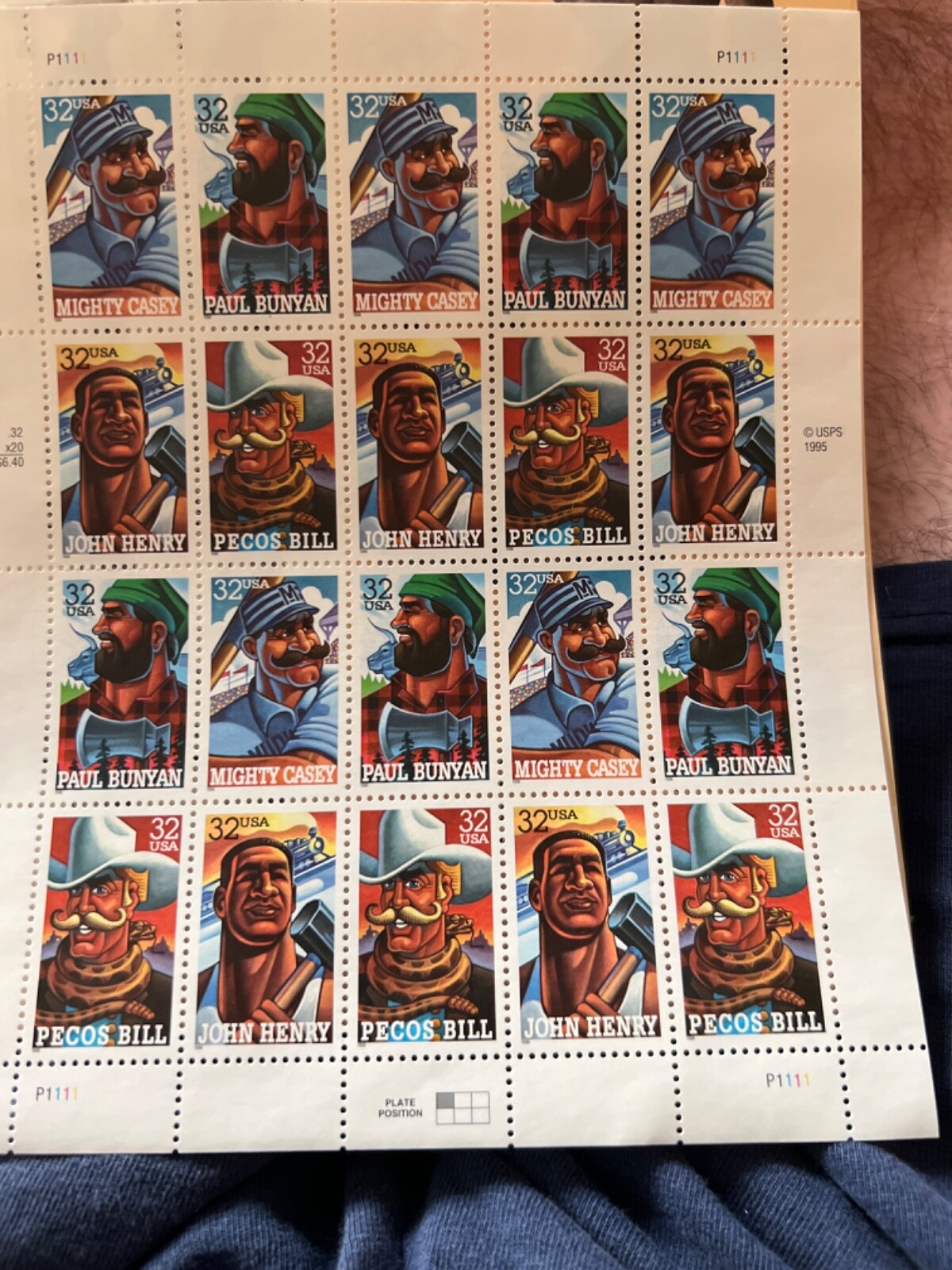 See Photos. Scott #3086A FOLK HEROES (Pecos Bill, Paul Bunyan) Sheet of 20 Stamp